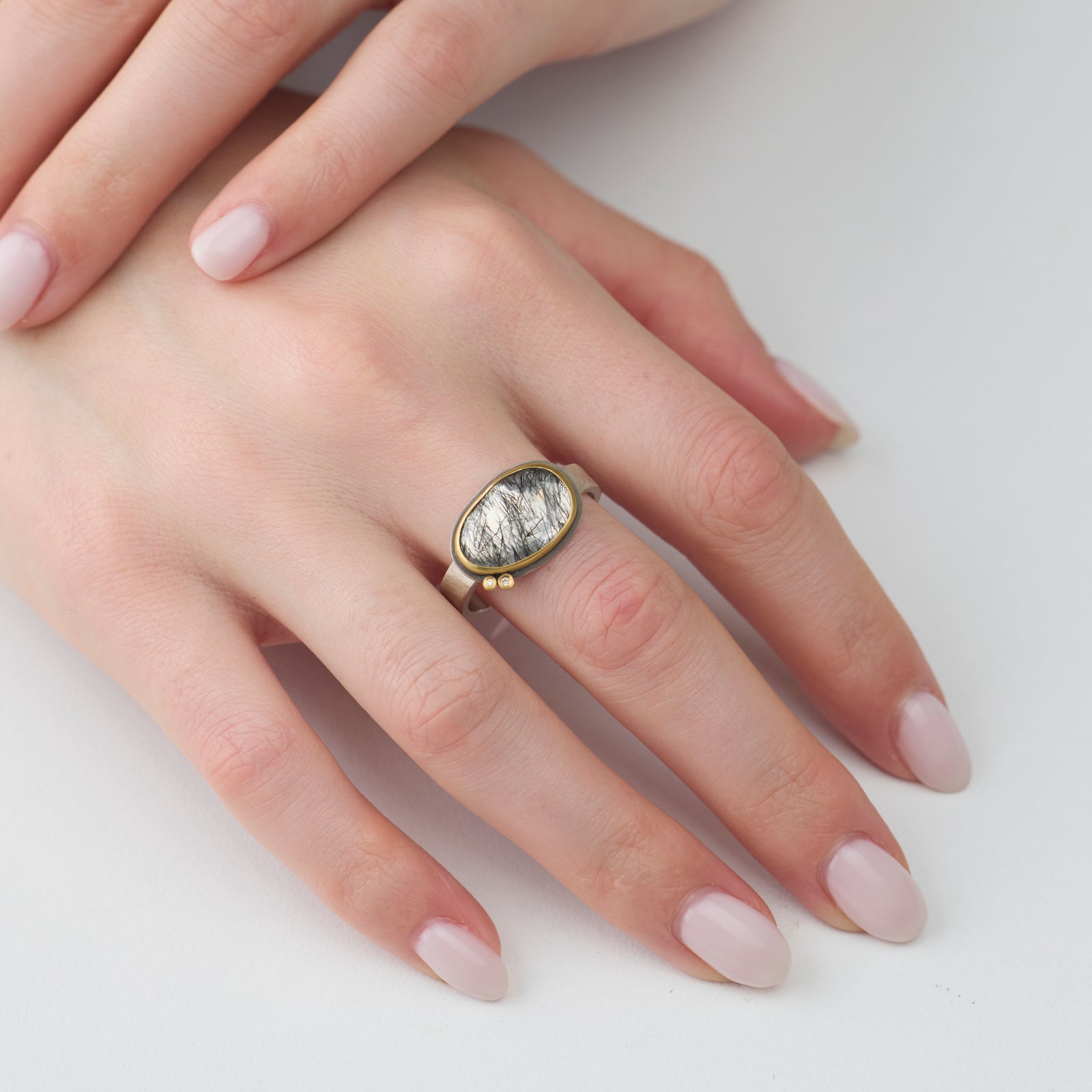 Tourmalinated Quartz Ring