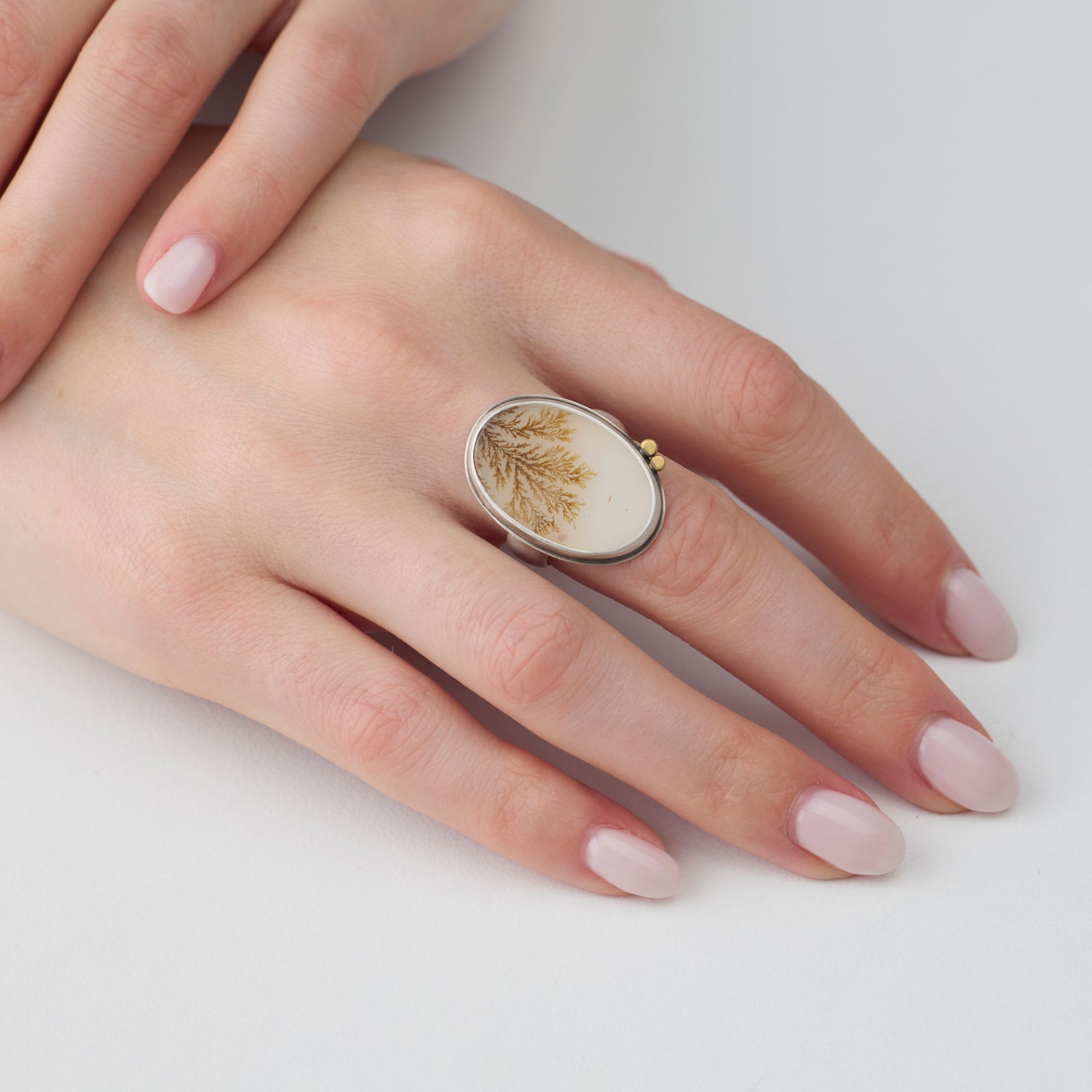 Dendritic Agate Statement Ring