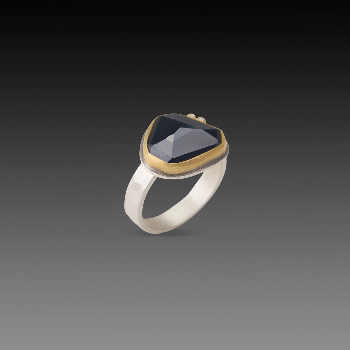 Black Spinel Ring with Diamonds