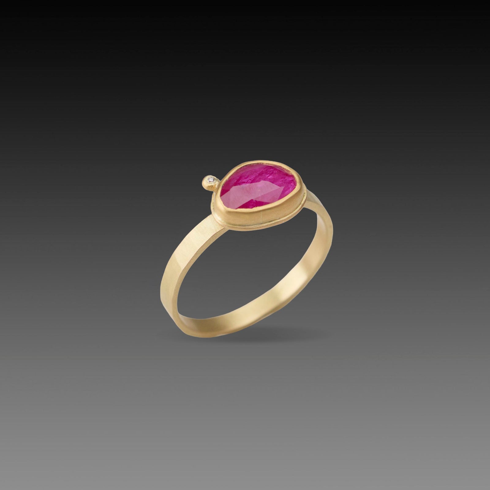 Vibrant Ruby Ring with Diamond Dot