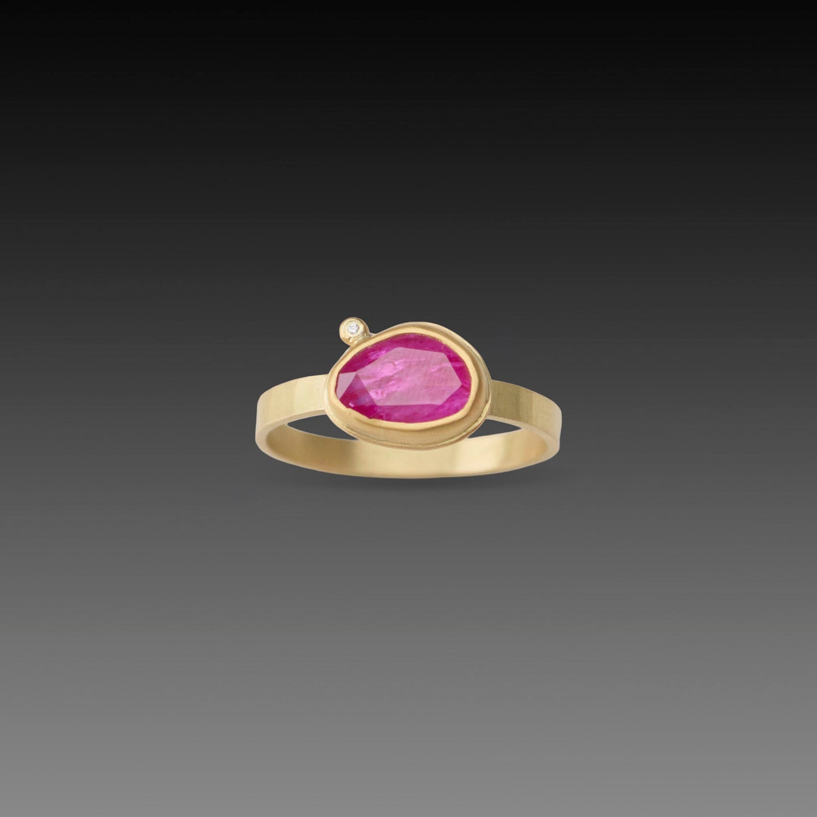 Vibrant Ruby Ring with Diamond Dot