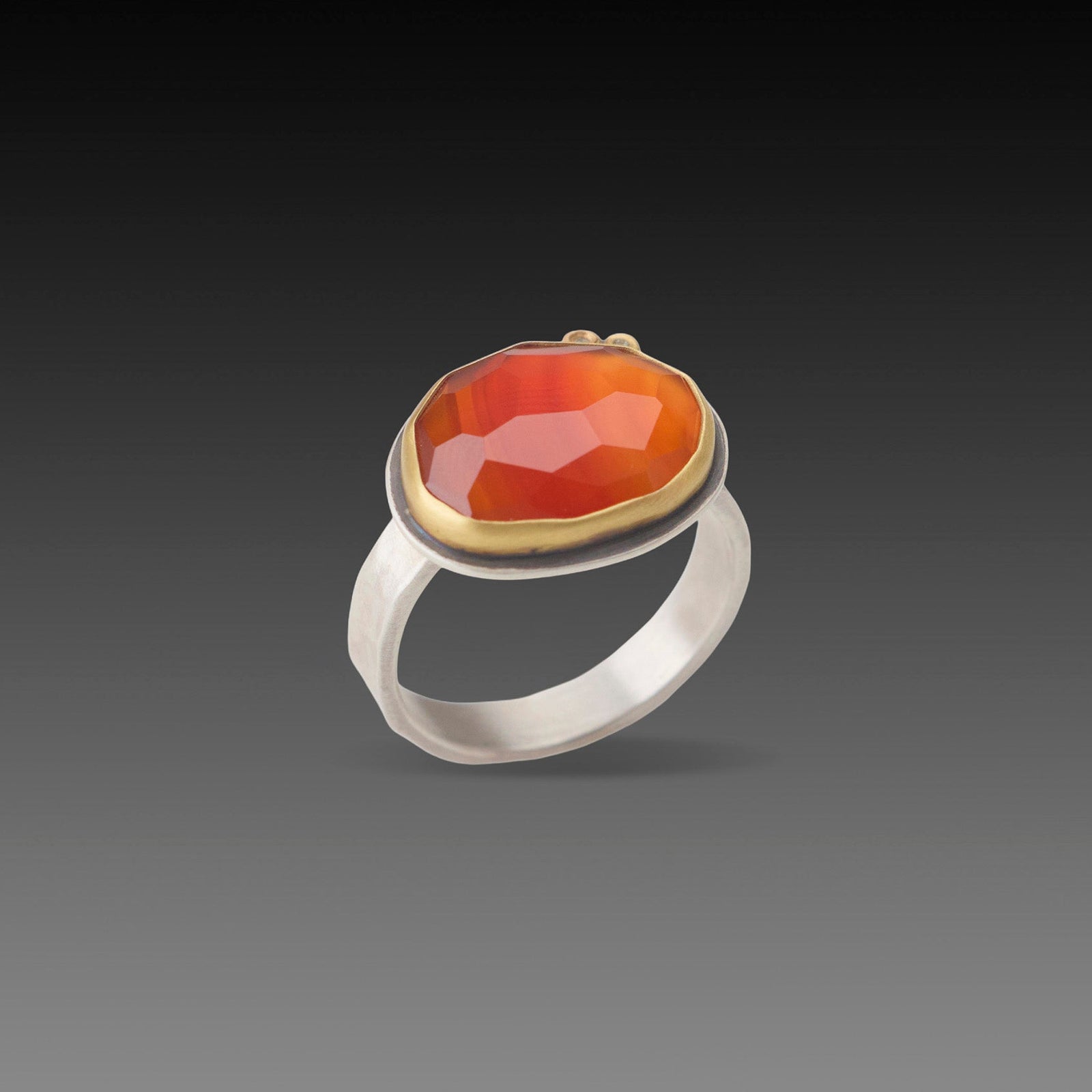Carnelian Ring with Diamonds