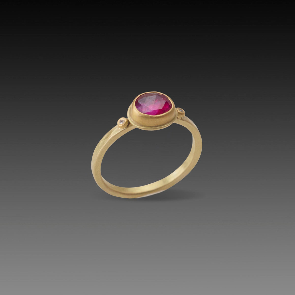 Magenta Ruby Ring with Diamonds