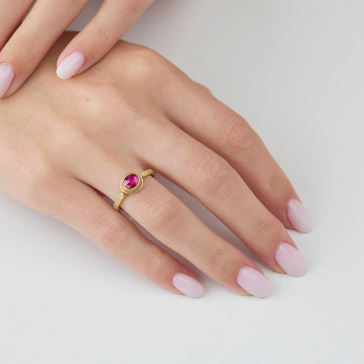 Magenta Ruby Ring with Diamonds