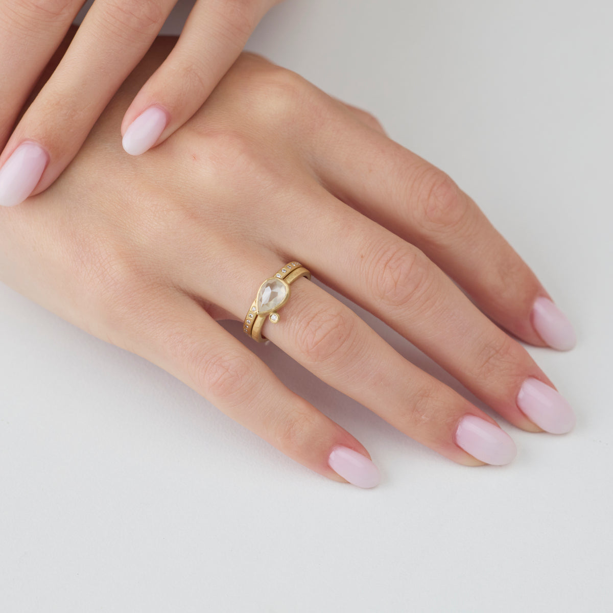 East West Gray Diamond Ring