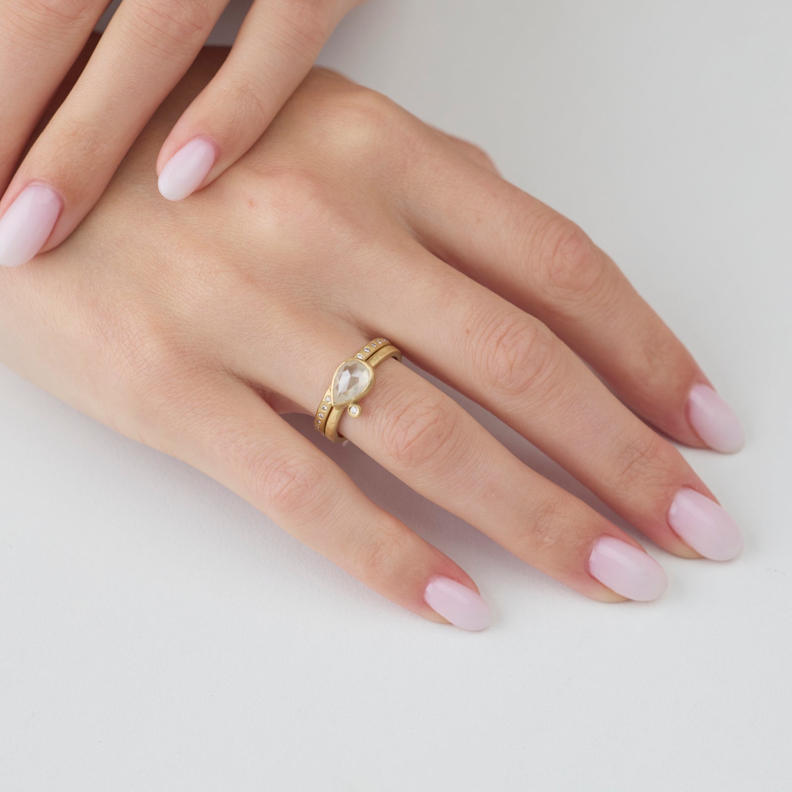 East West Gray Diamond Ring