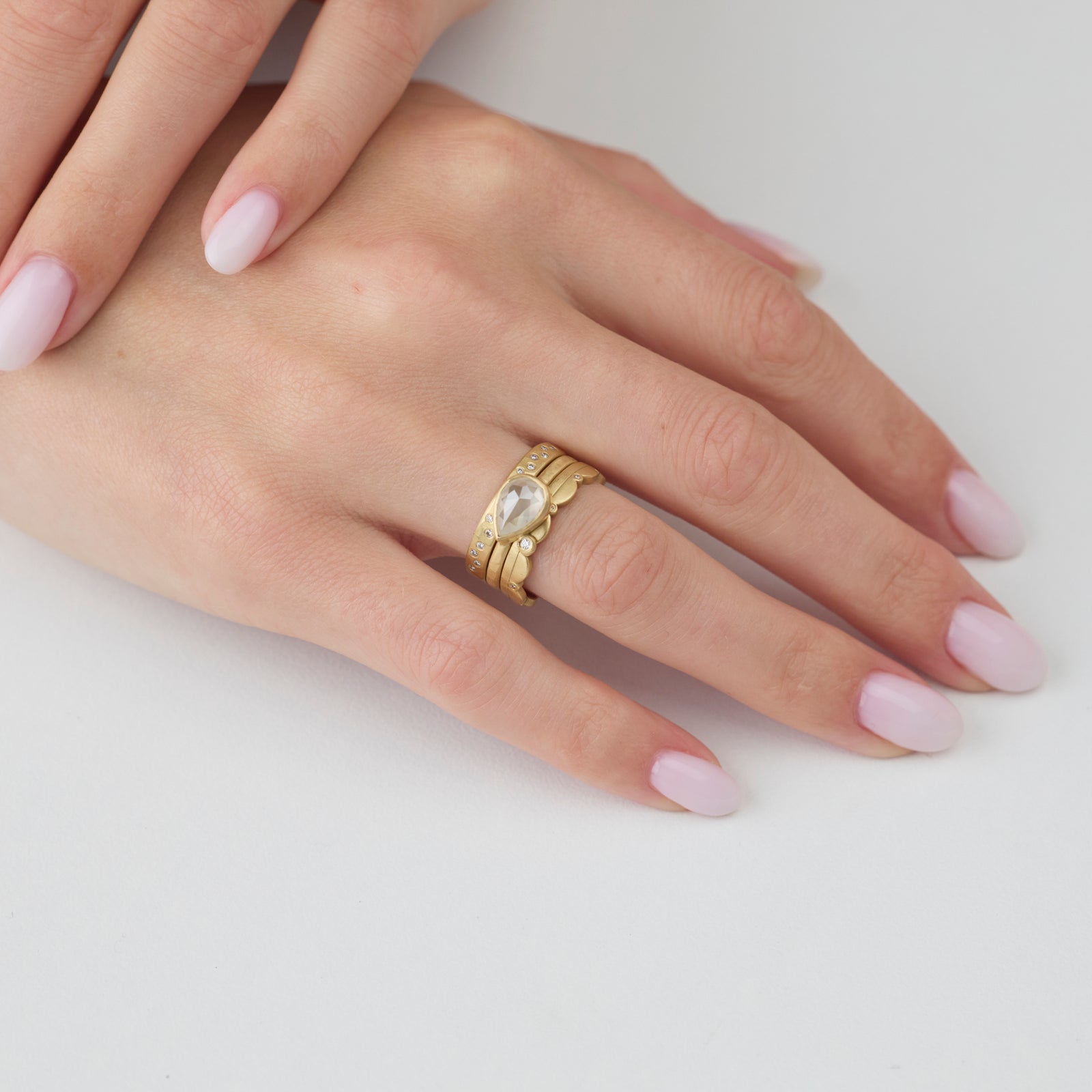 East West Gray Diamond Ring