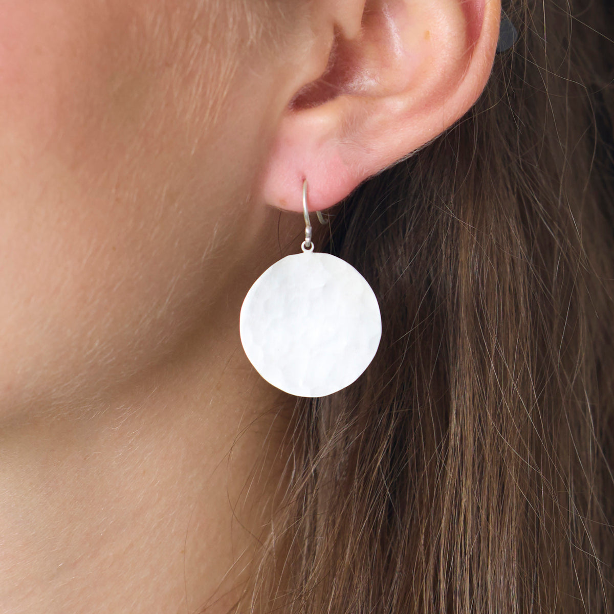 Hammered Sterling Disk Earrings