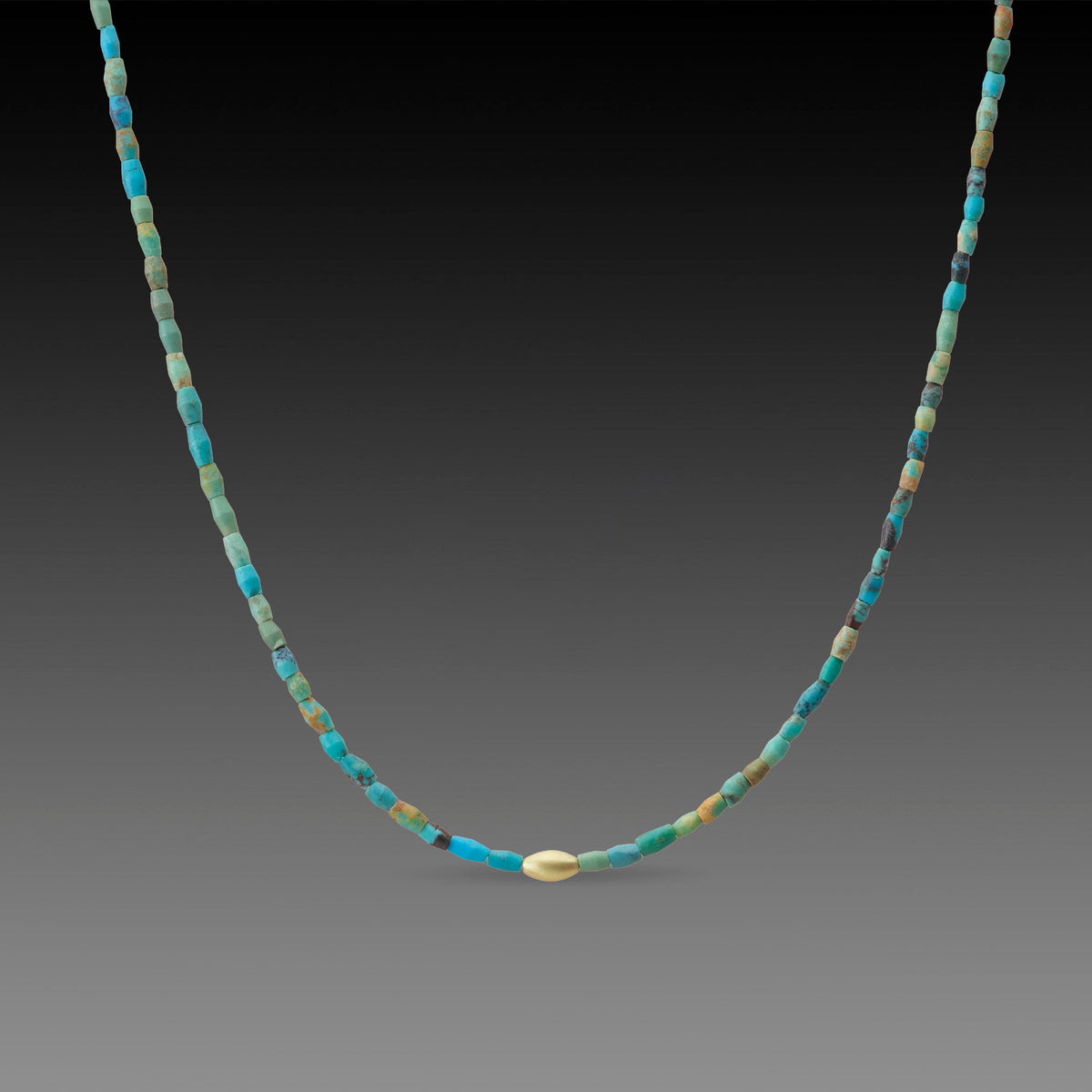 Turquoise Necklace with Gold Rice Bead