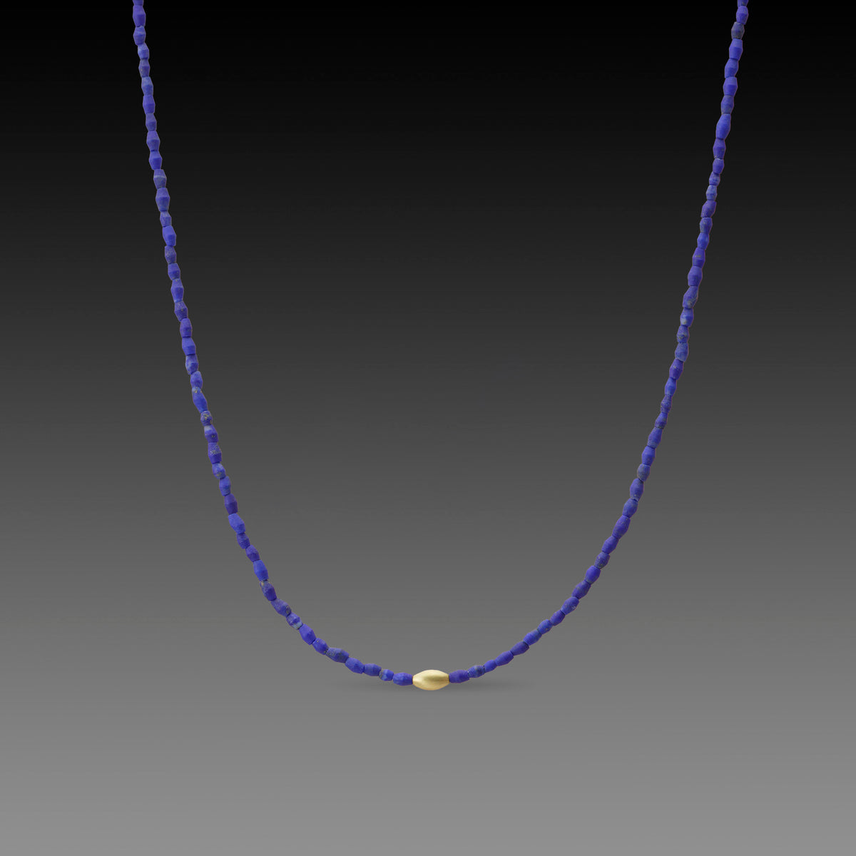 Lapis Necklace with Gold Rice Bead