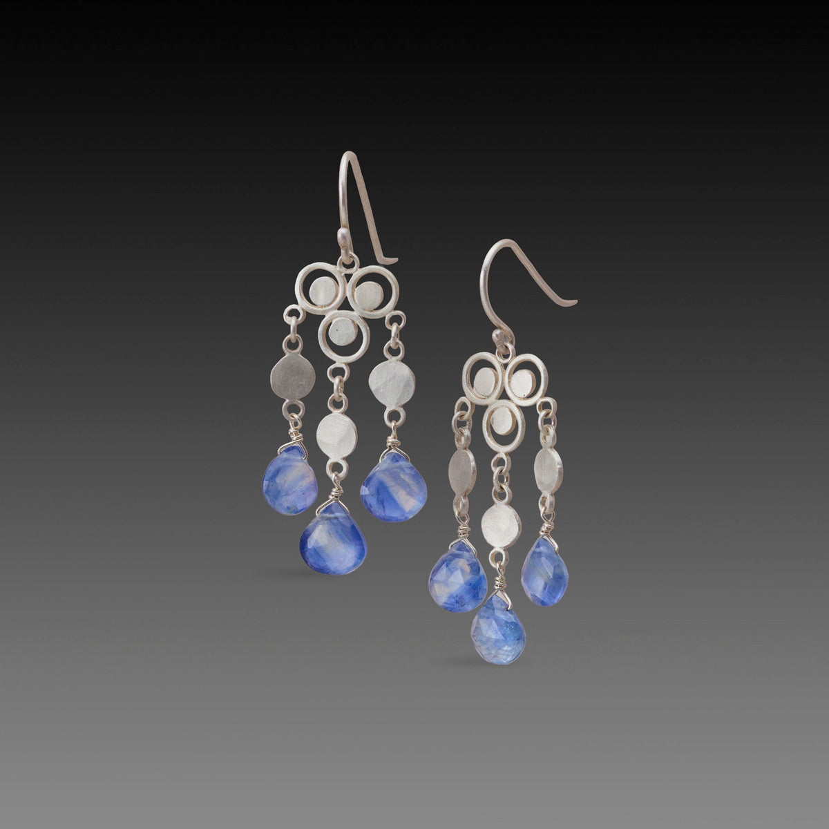 Silver Chandelier Earrings with Kyanite