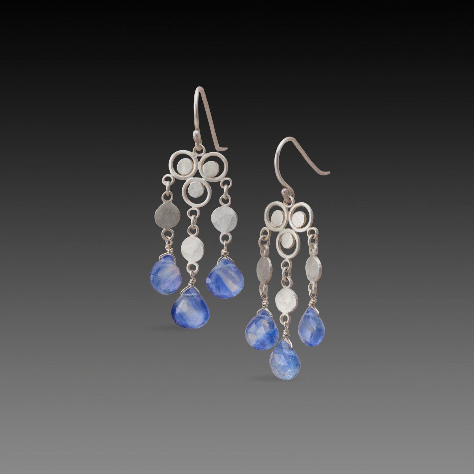 Silver Chandelier Earrings with Kyanite