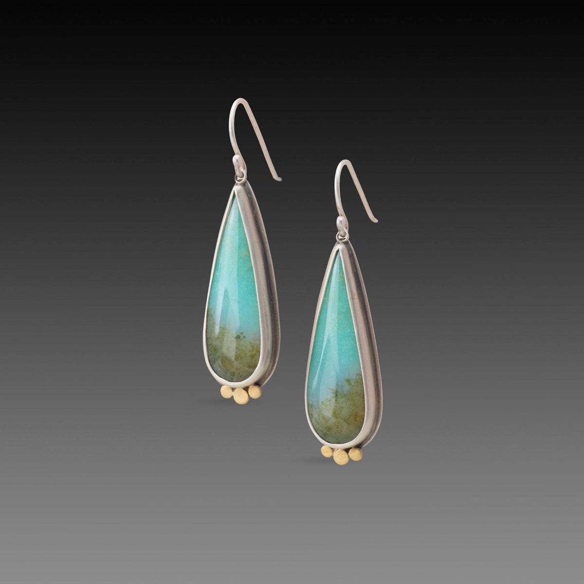Turquoise Teardrop Earrings with Gold Dots