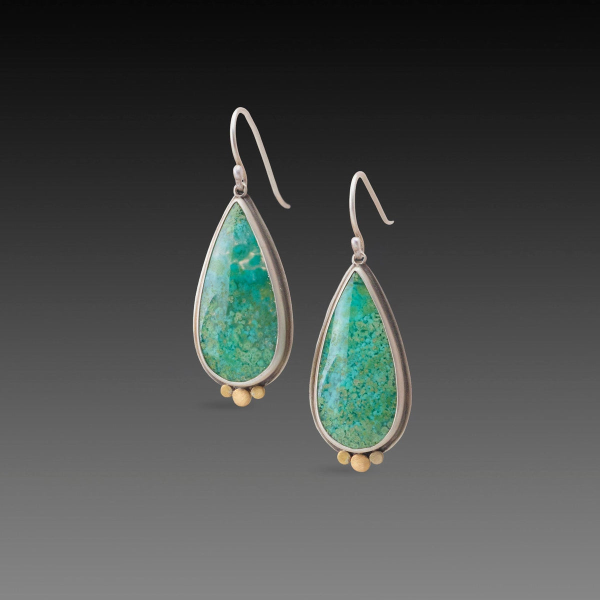 Turquoise Teardrop Earrings with Gold Trio