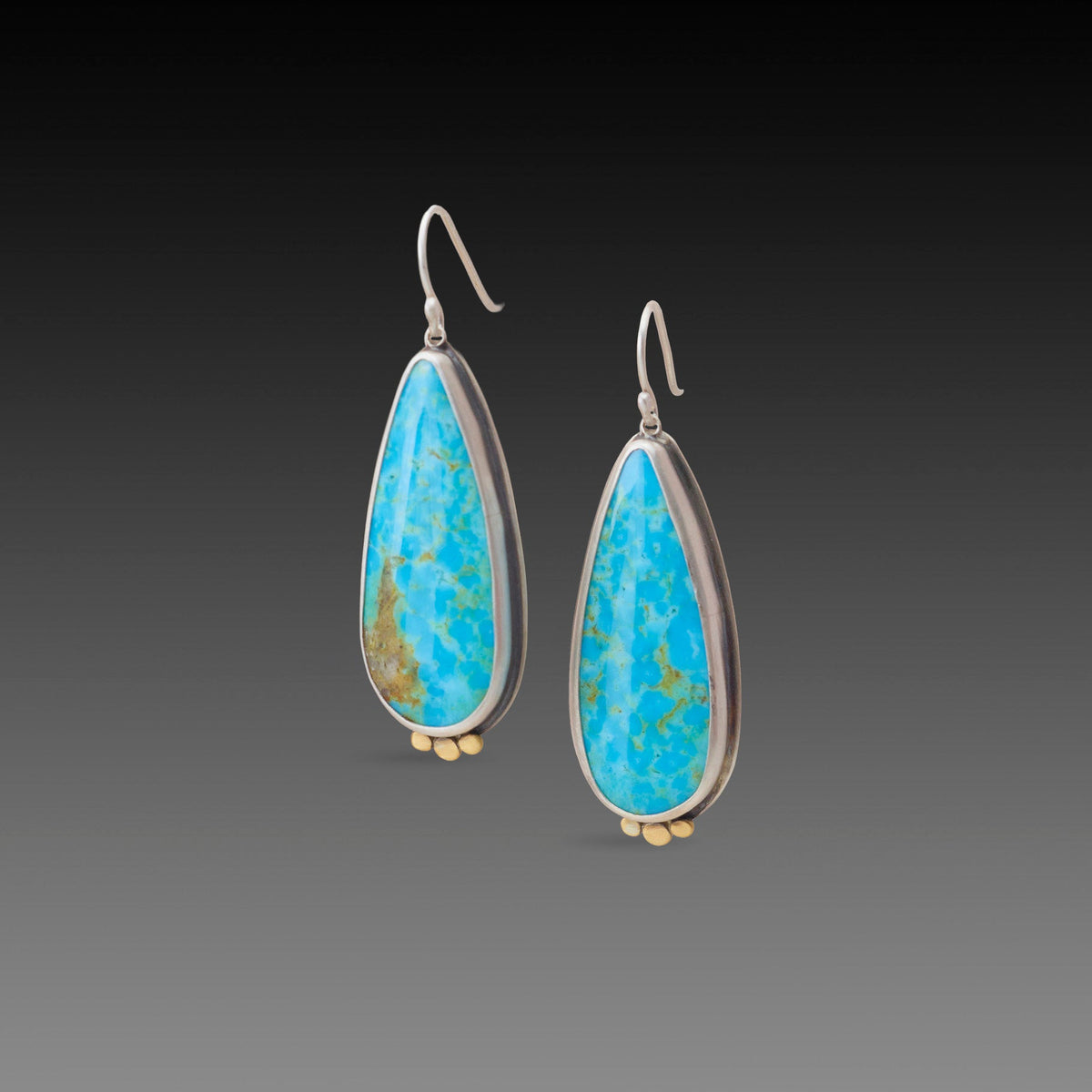 Turquoise Teardrop Earrings with Gold Trio