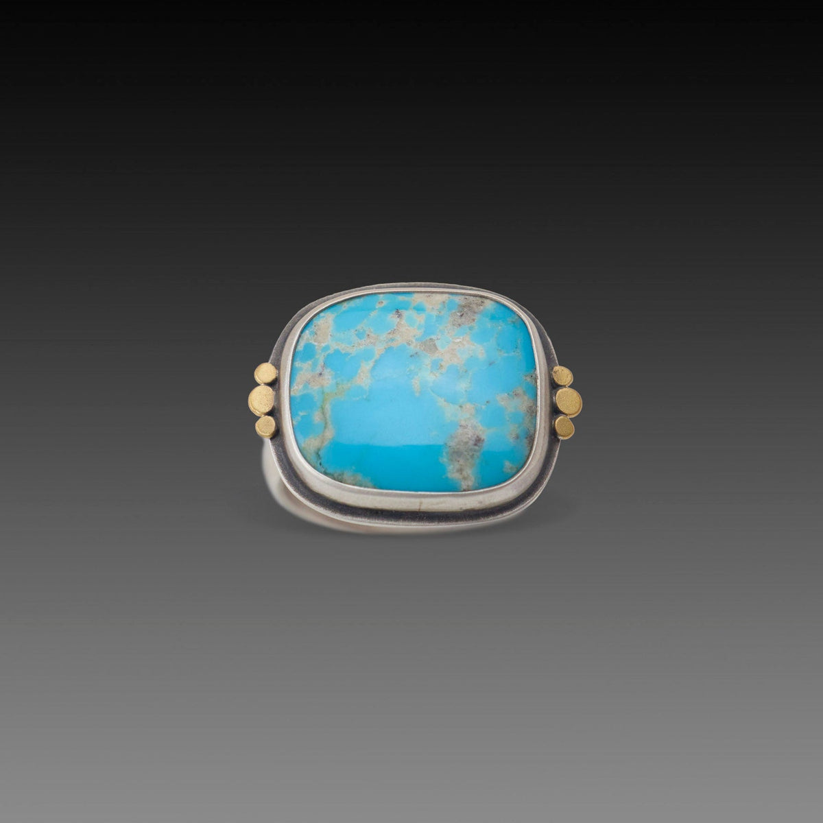 Turquoise Ring with Gold Trios