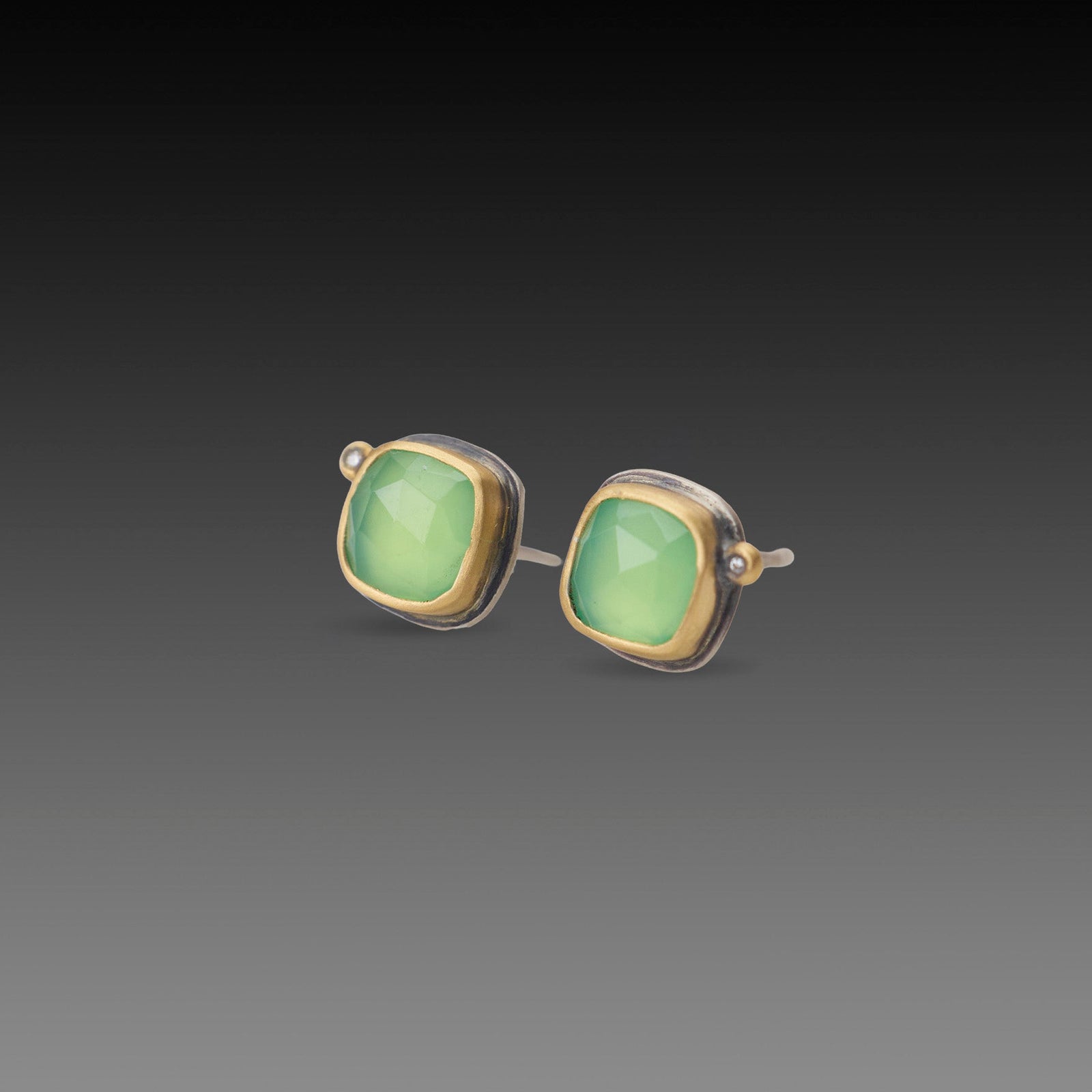Square Chrysoprase Stud Earrings