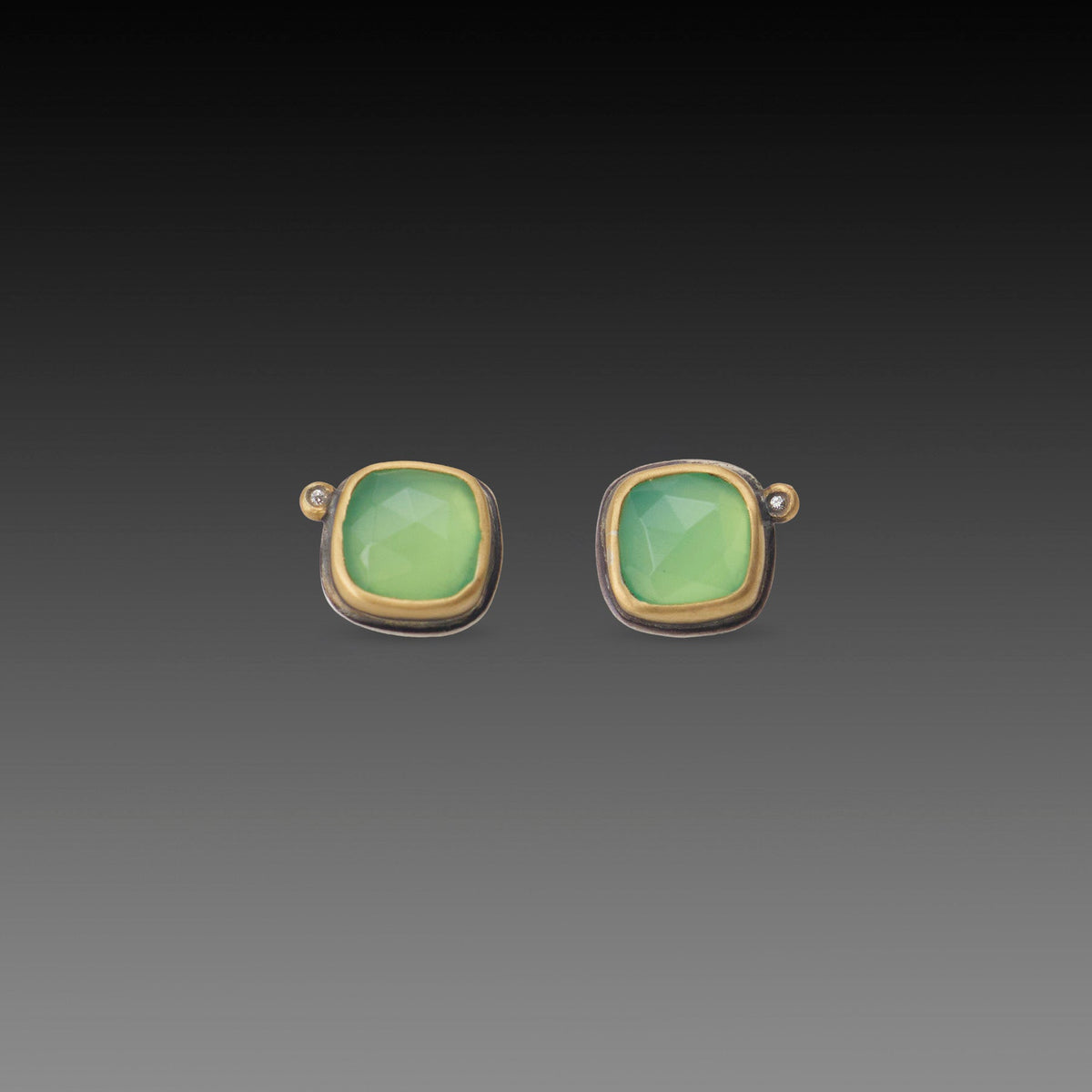 Square Chrysoprase Stud Earrings