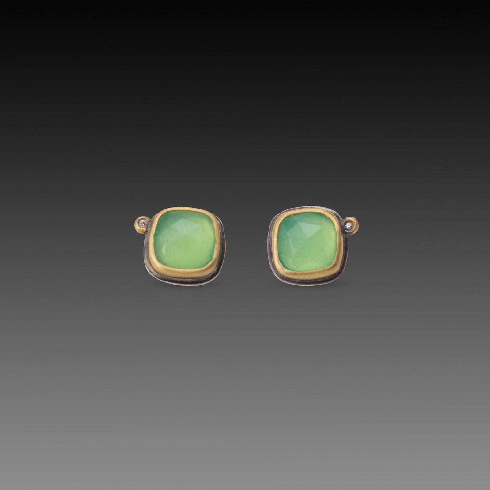 Square Chrysoprase Stud Earrings