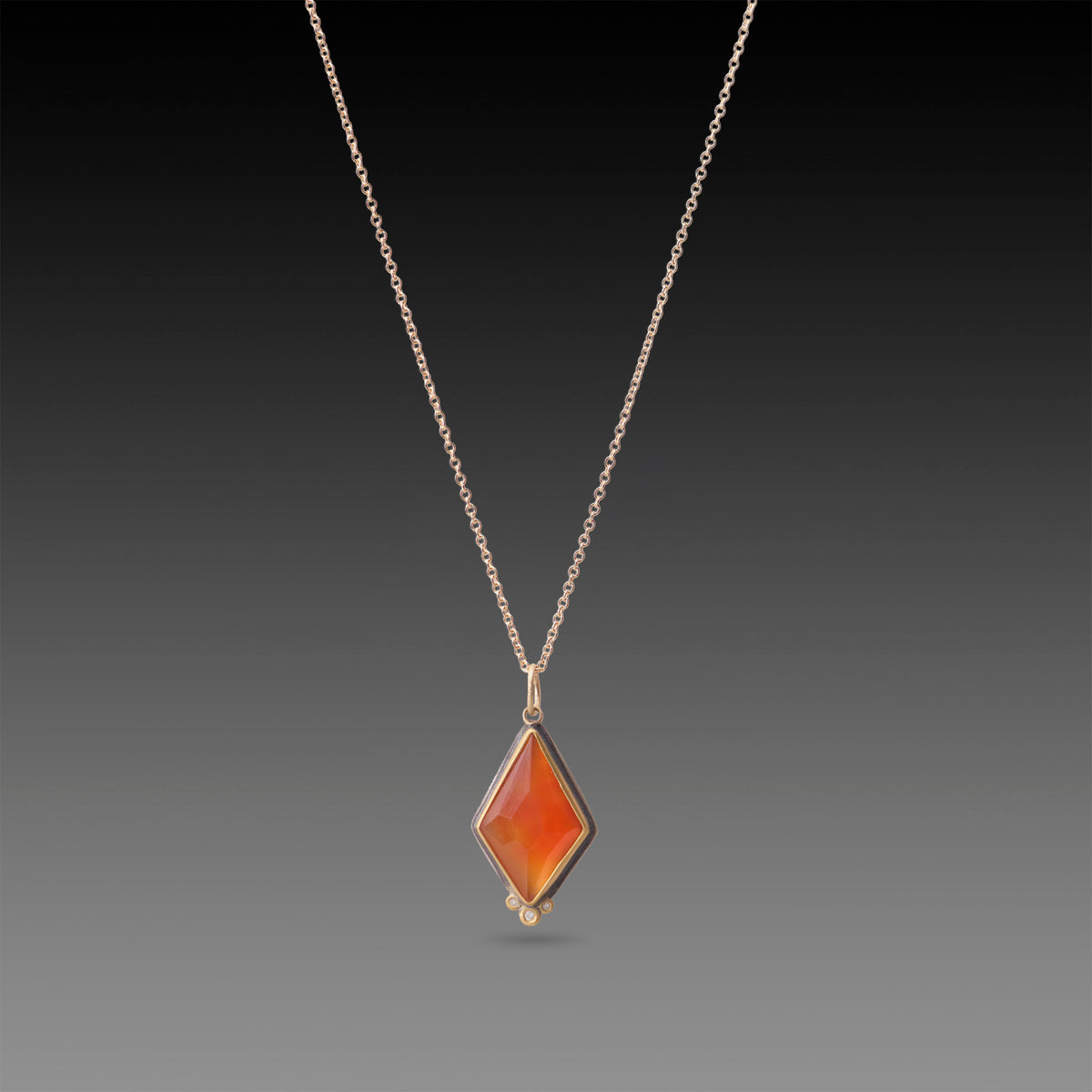 Carnelian Necklace with Diamond Trio