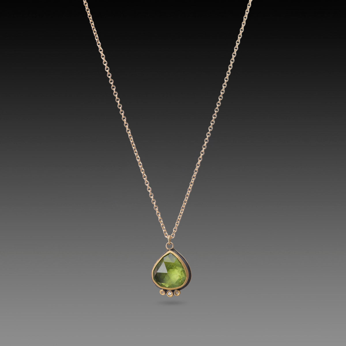 Green Tourmaline Necklace with Diamonds