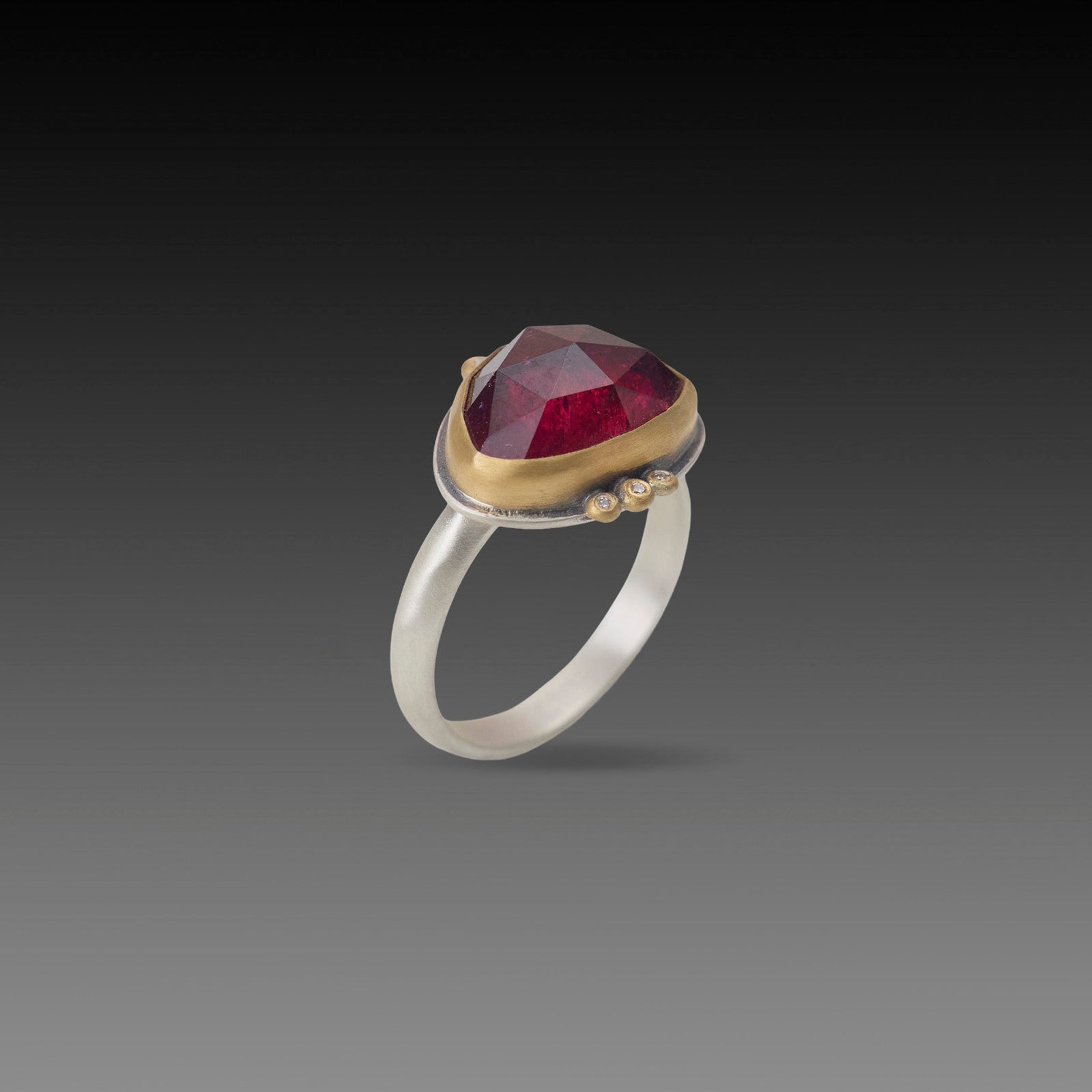 Raspberry Tourmaline Ring with Diamonds