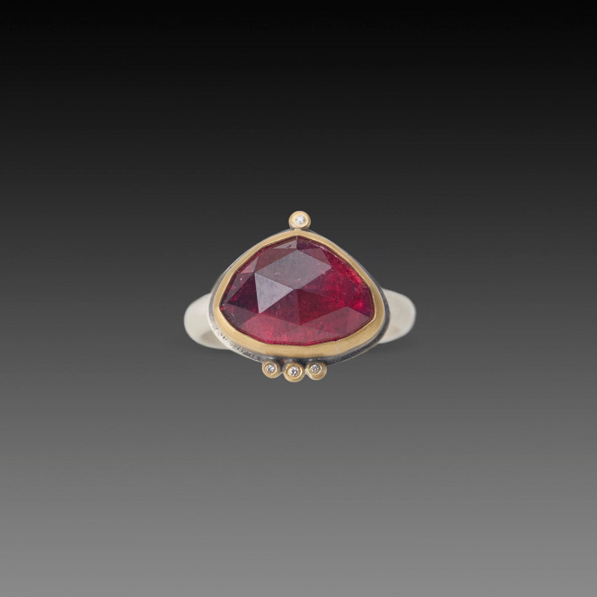 Raspberry Tourmaline Ring with Diamonds