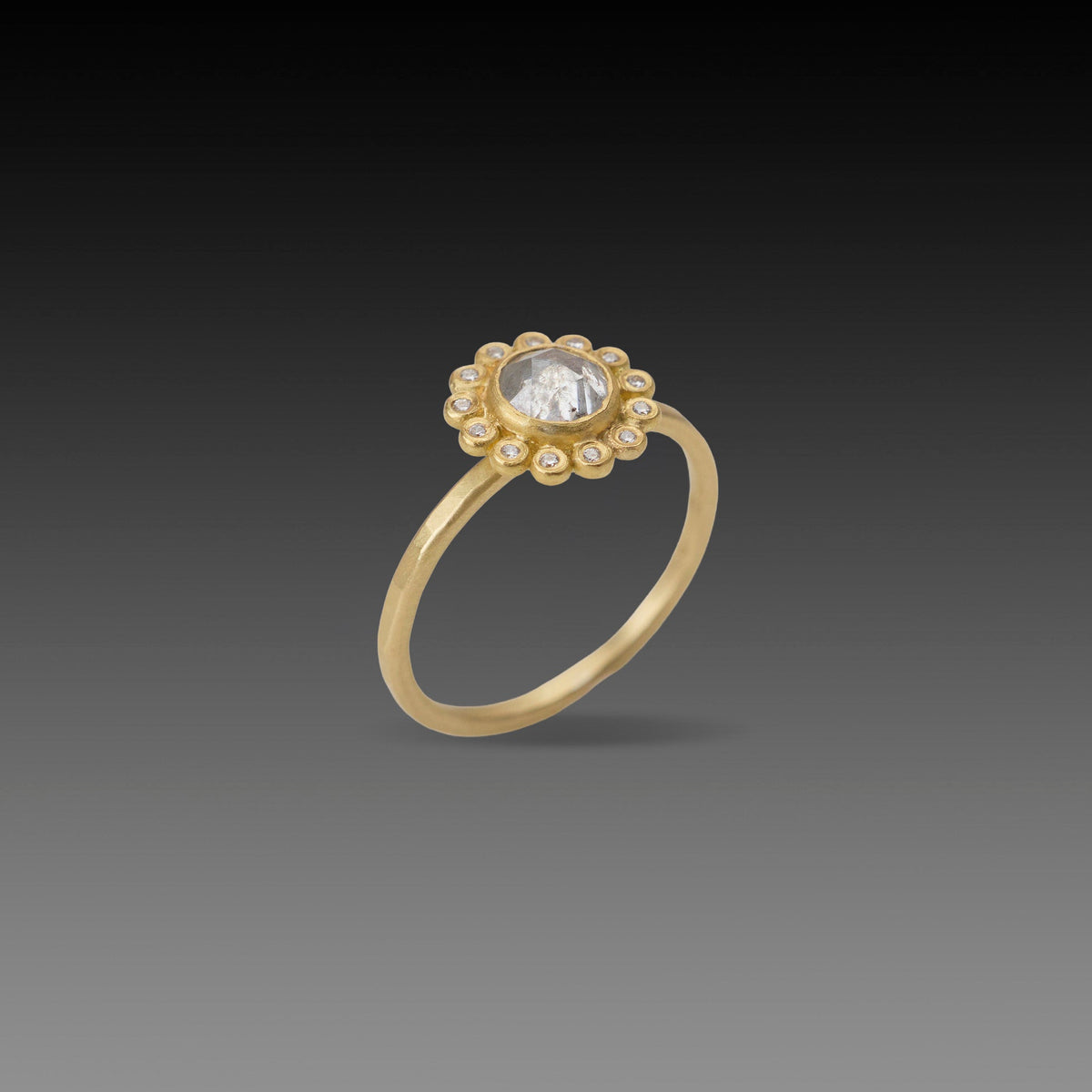 Gray Diamond Sunflower Ring
