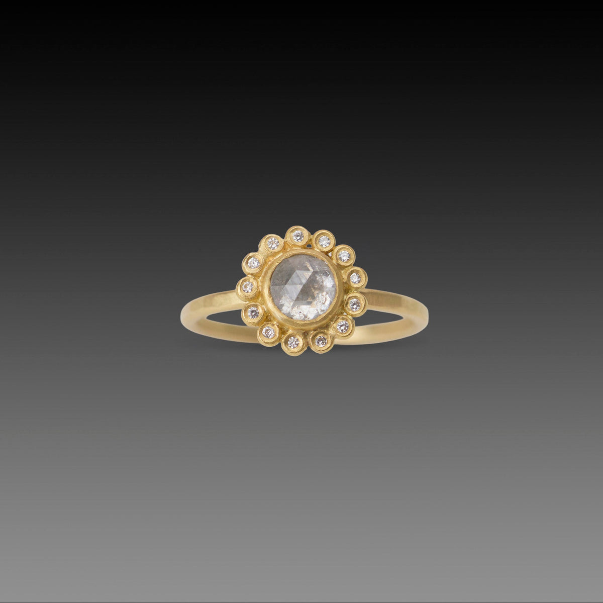 Gray Diamond Sunflower Ring