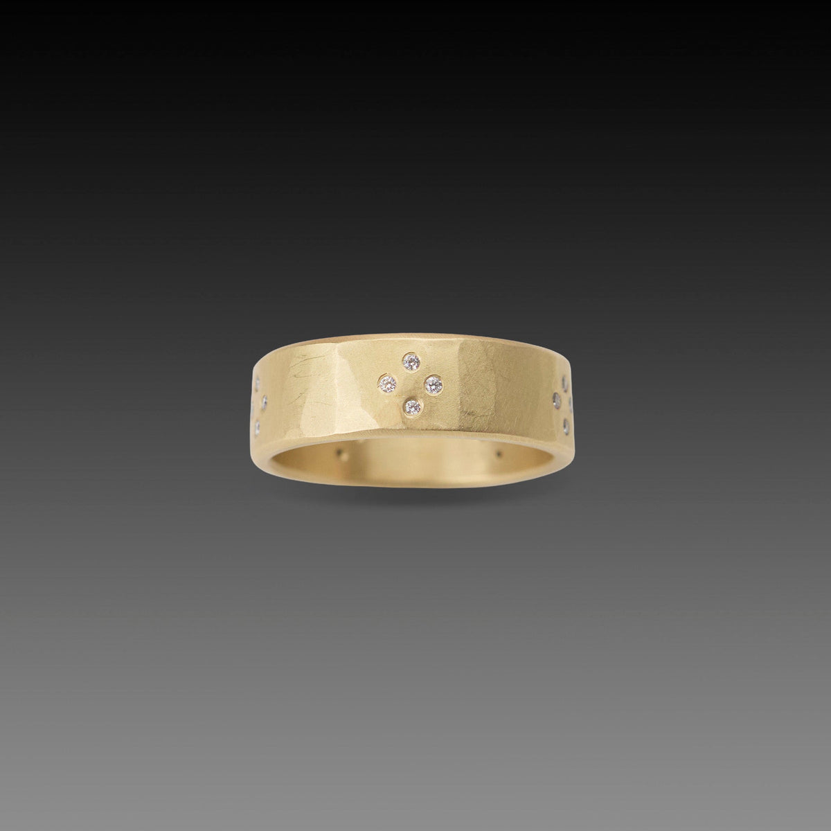 Hammered Cluster Band with Diamonds