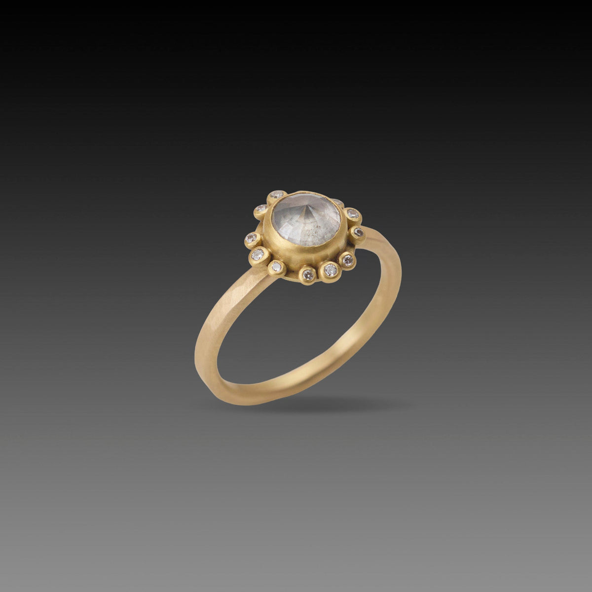 Gray Diamond Halo Ring