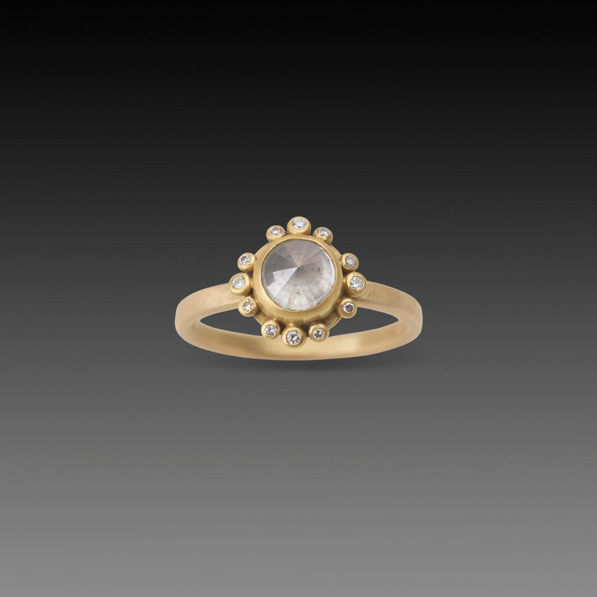 Gray Diamond Halo Ring