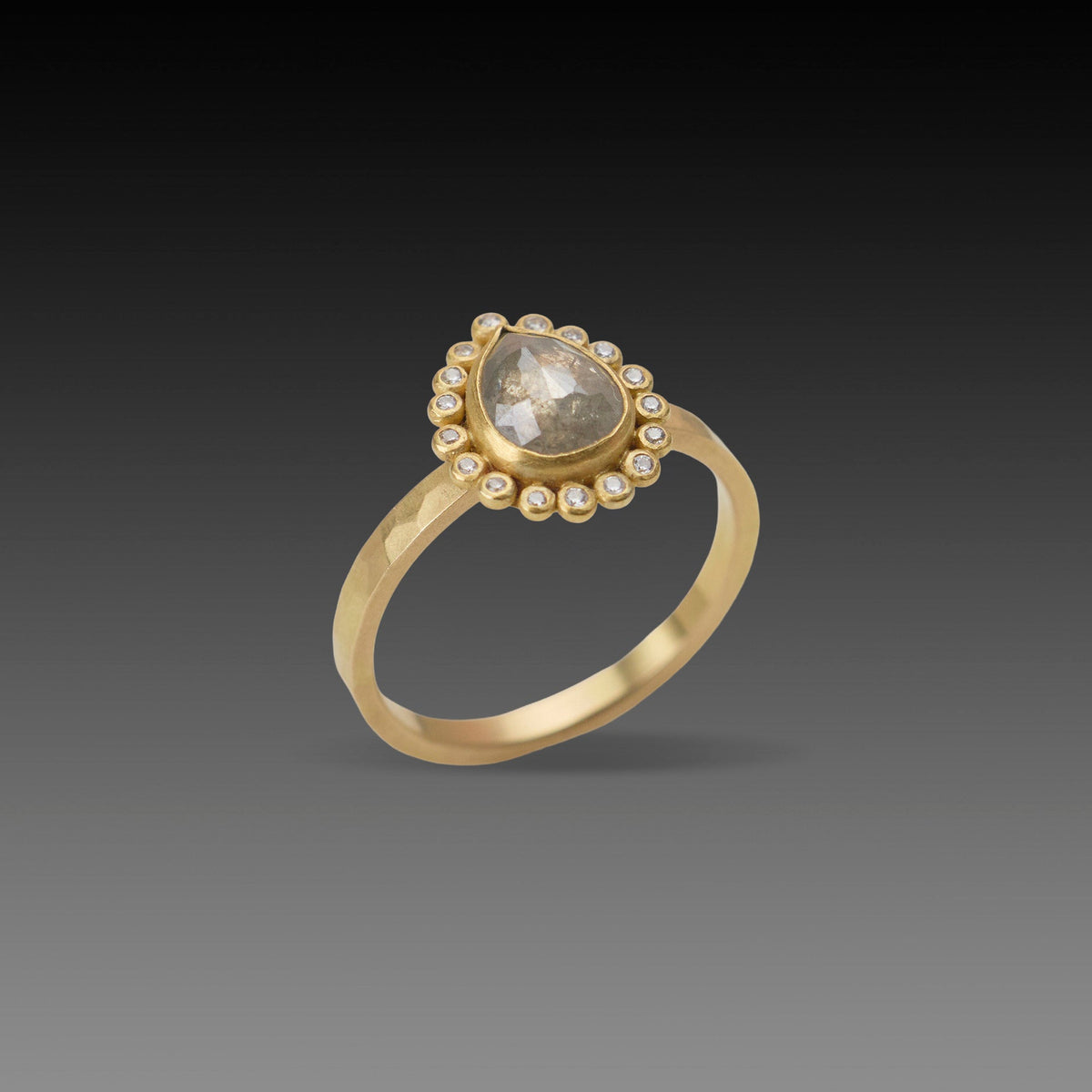 Teardrop Diamond Ring with Diamond Halo