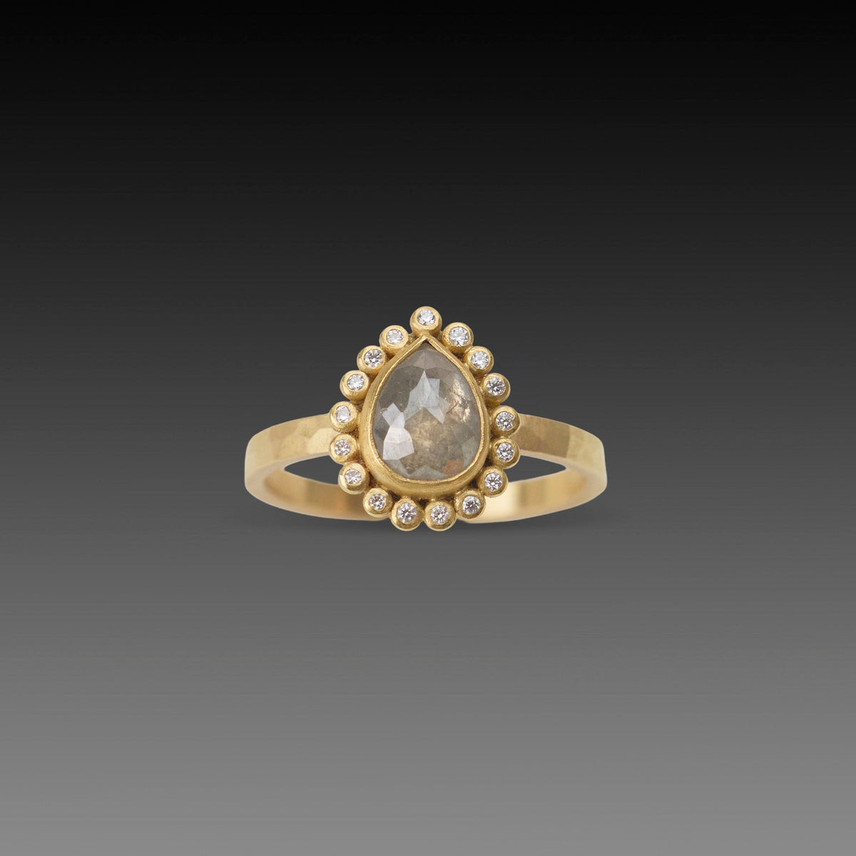 Teardrop Diamond Ring with Diamond Halo