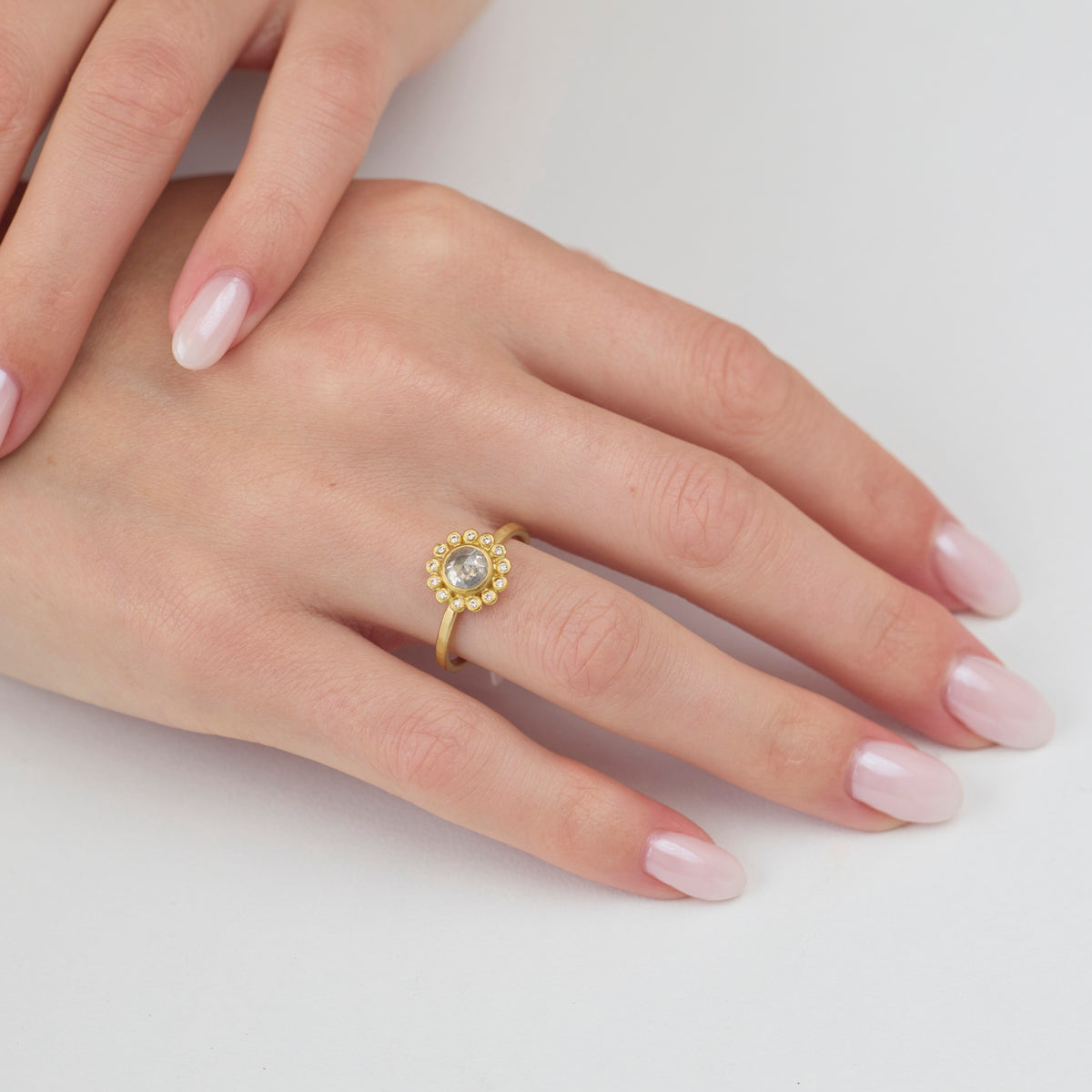 Gray Diamond Sunflower Ring