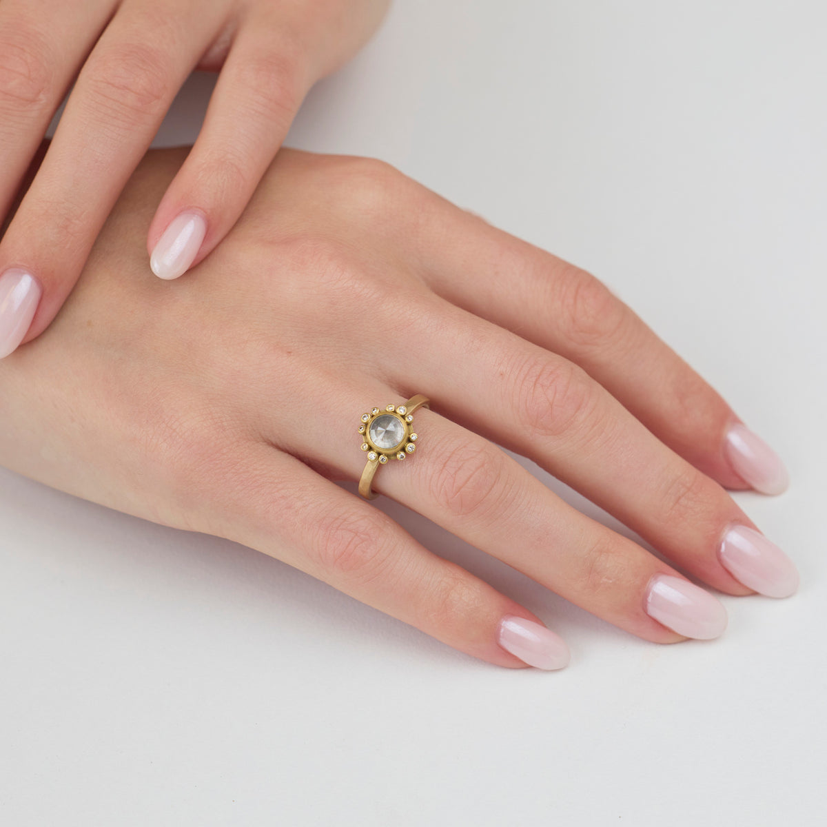 Gray Diamond Halo Ring