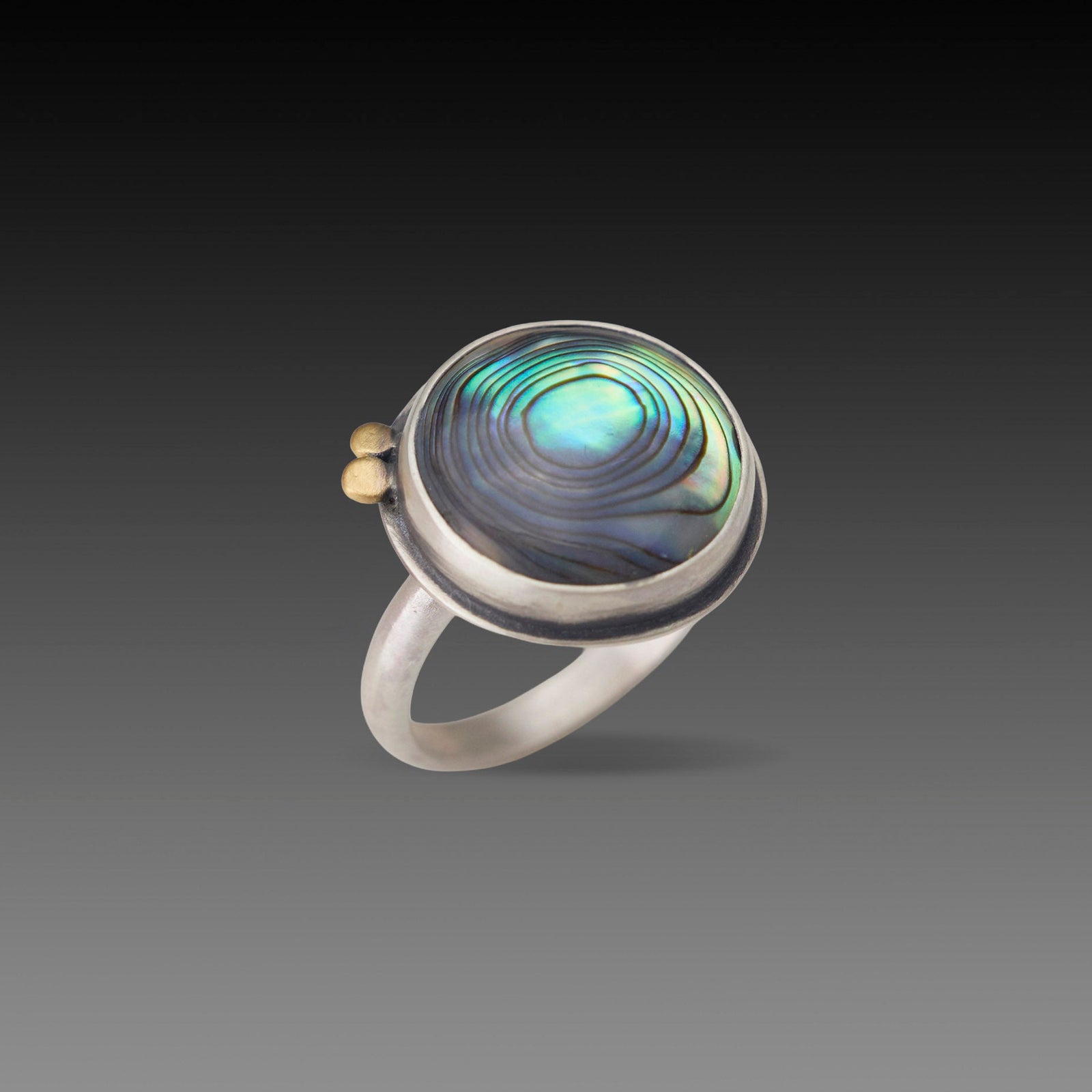 Mother of Pearl Ring with Gold Dots