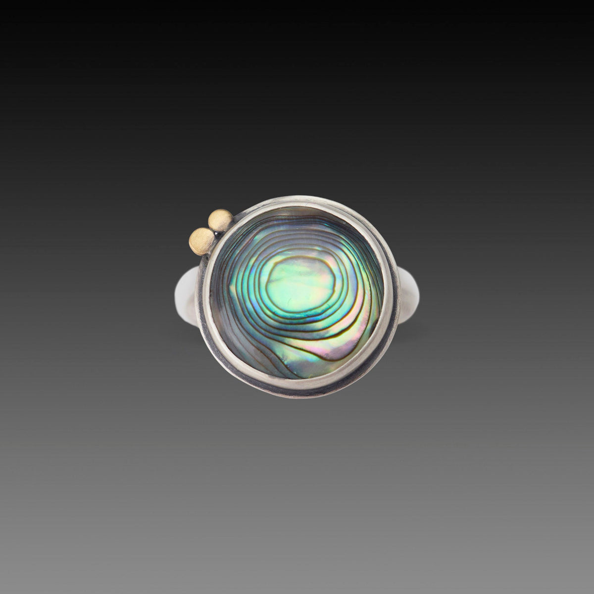 Mother of Pearl Ring with Gold Dots