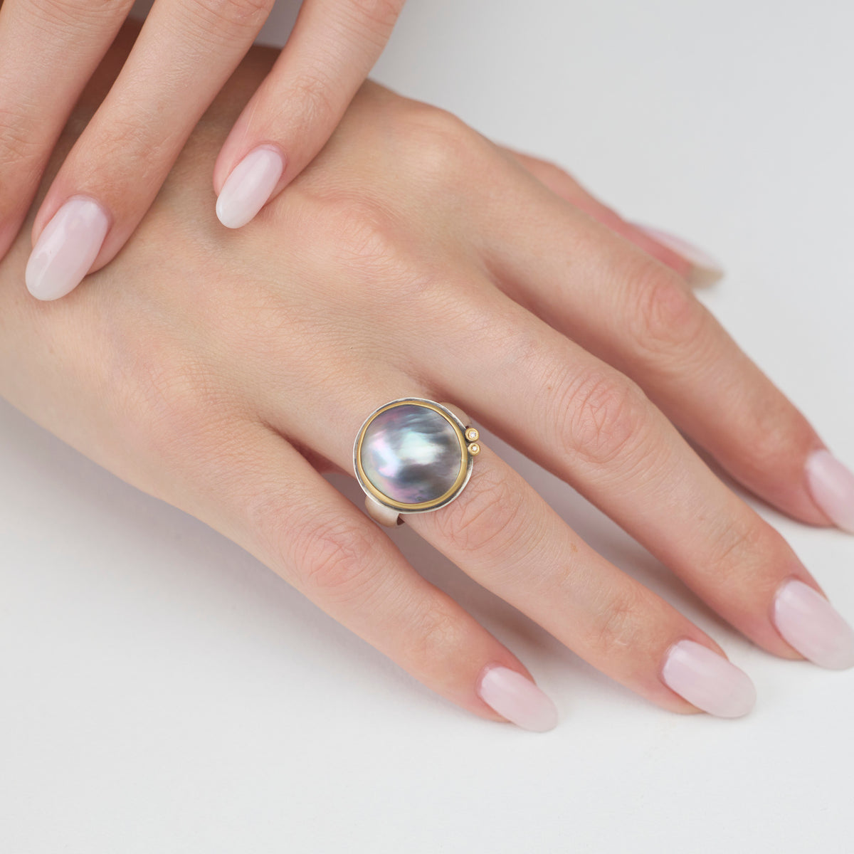 Tahitian Pearl Ring with Diamonds