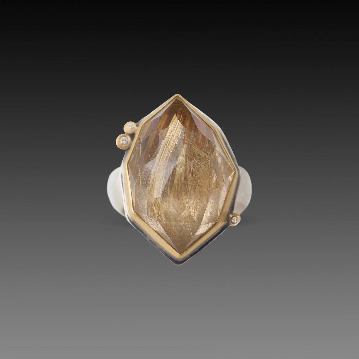 Geometric Rutilated Quartz Statement Ring