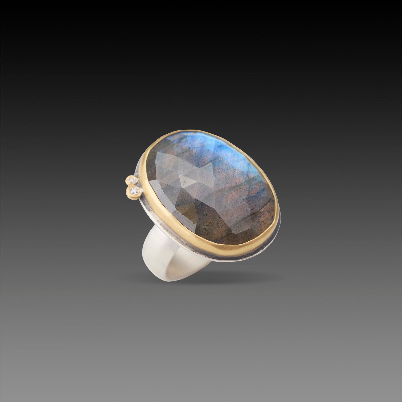 Labradorite Ring with Diamonds