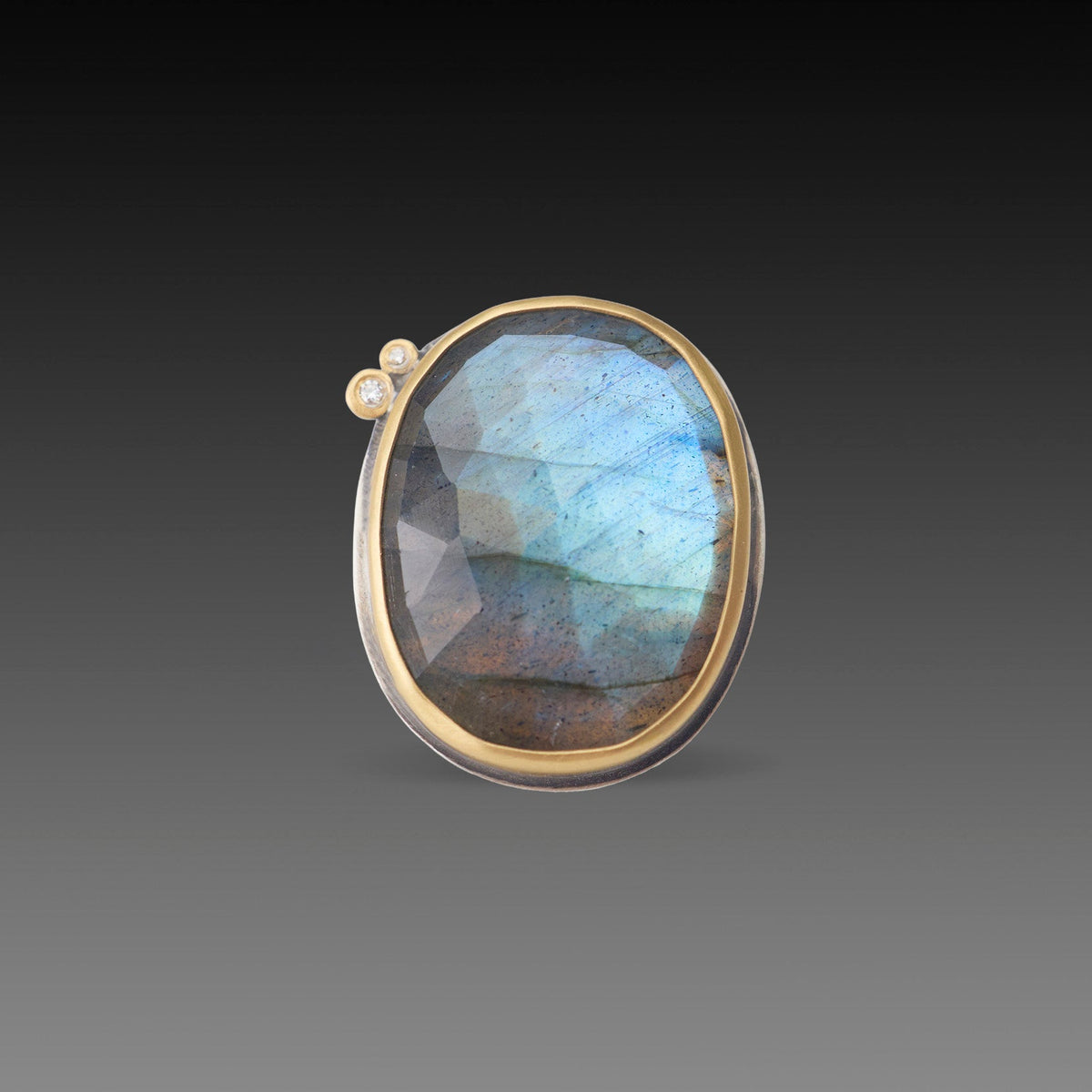 Labradorite Ring with Diamonds