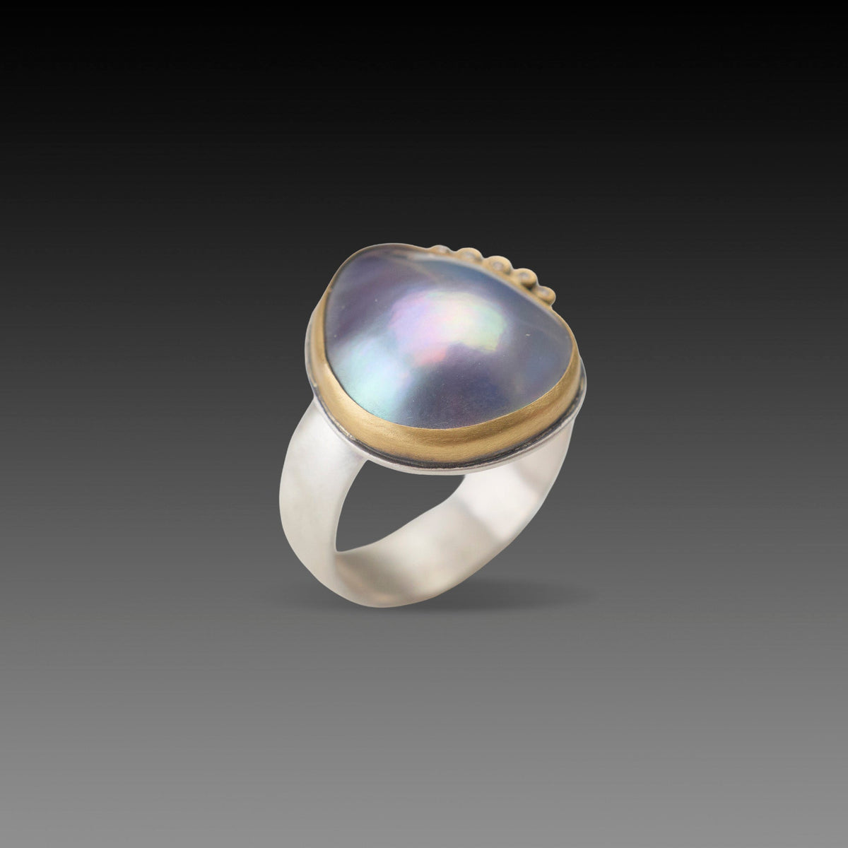 Tahitian Pearl Ring with Diamond Arc