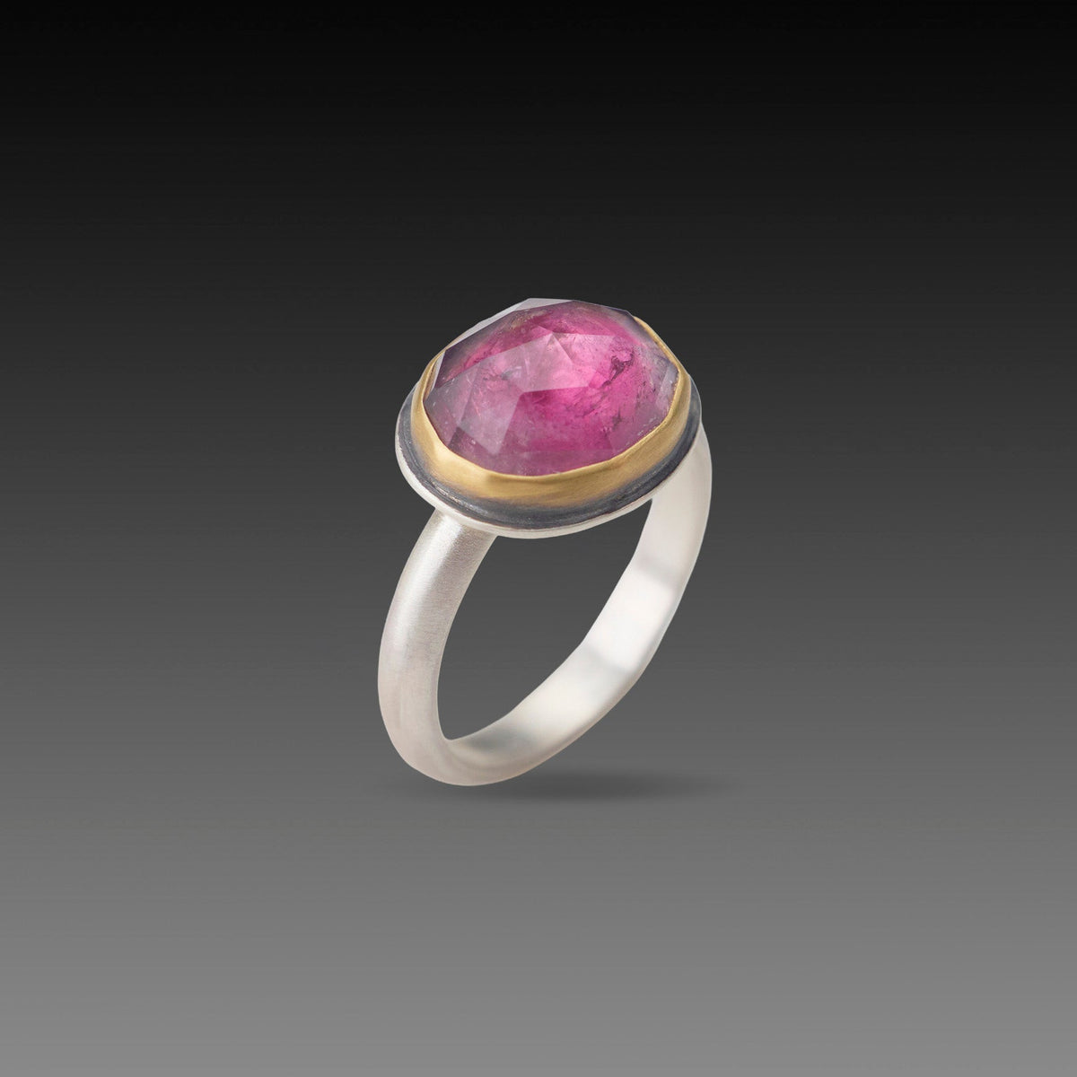 Rose Cut Pink Tourmaline Ring