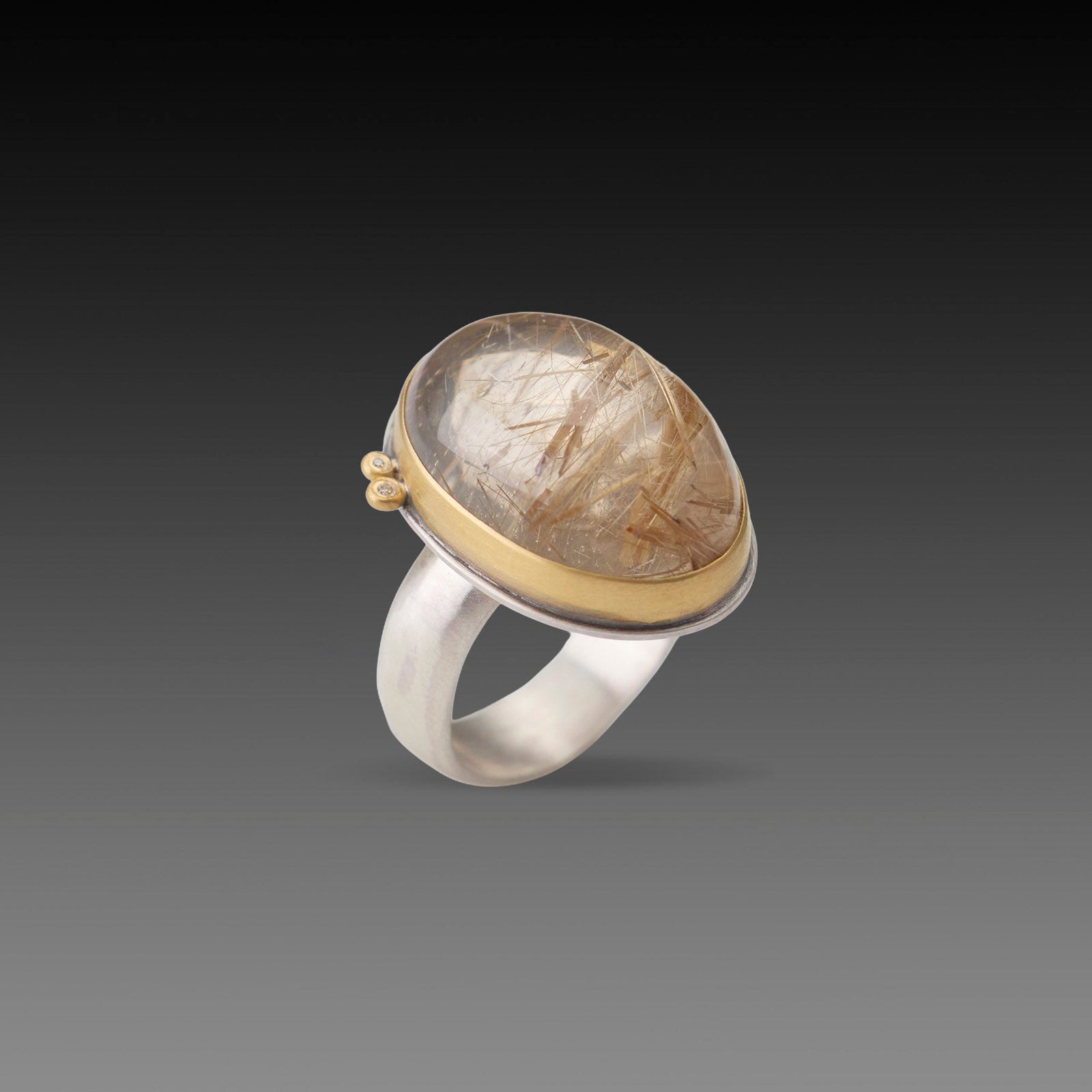 Rutilated Quartz Cabochon Ring