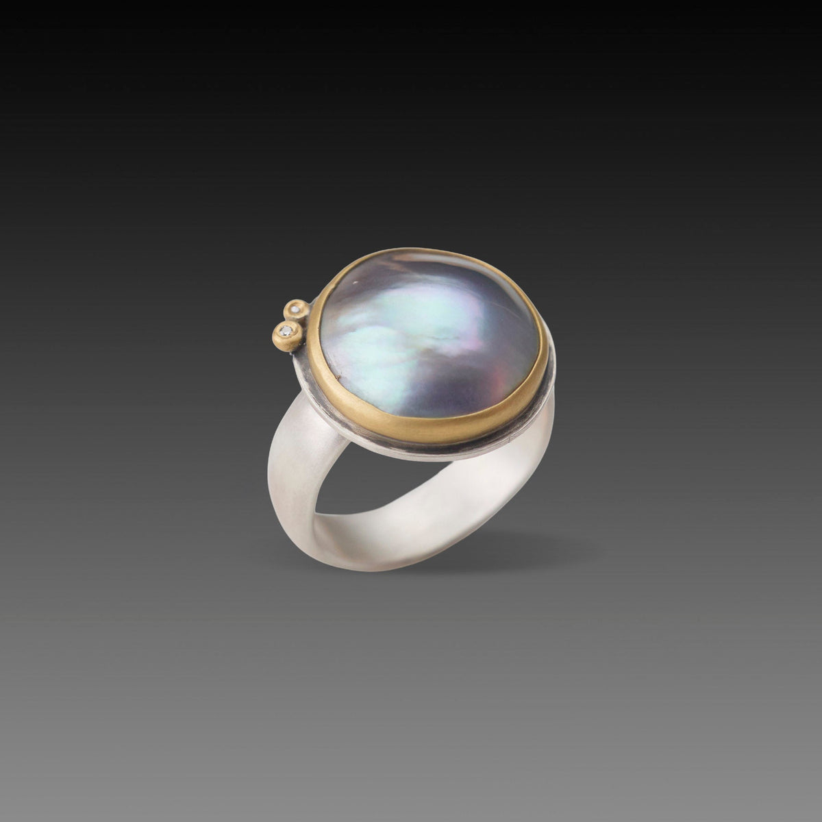 Tahitian Pearl Ring with Diamonds