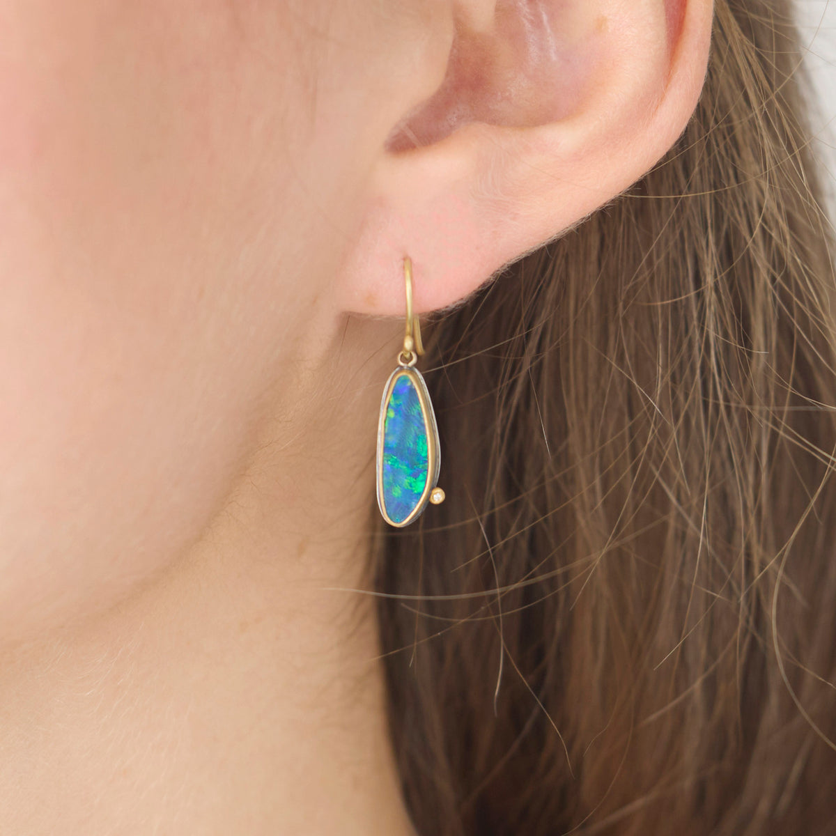 Australian Opal Earrings with Diamonds
