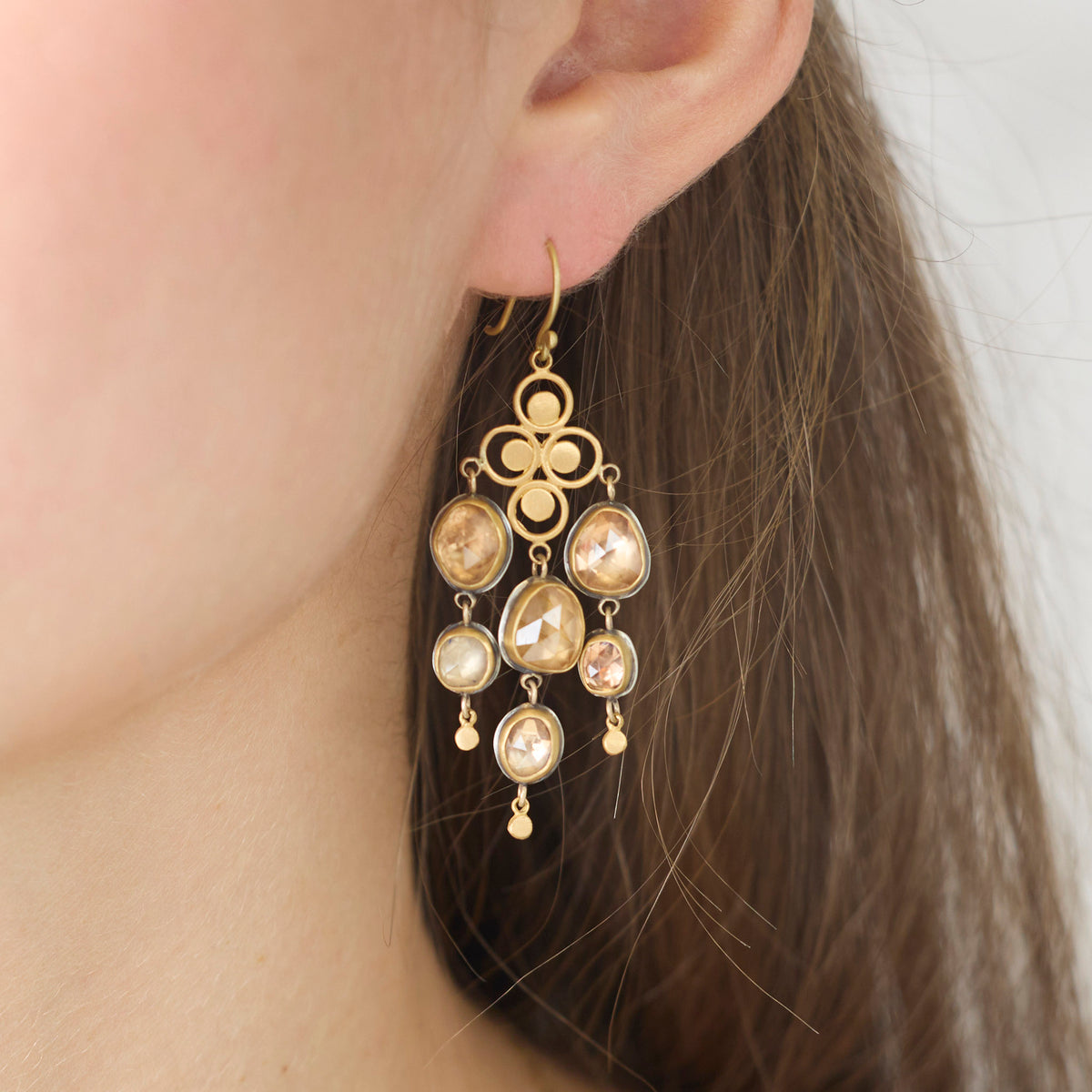 Filigree Zircon Chandelier Earrings