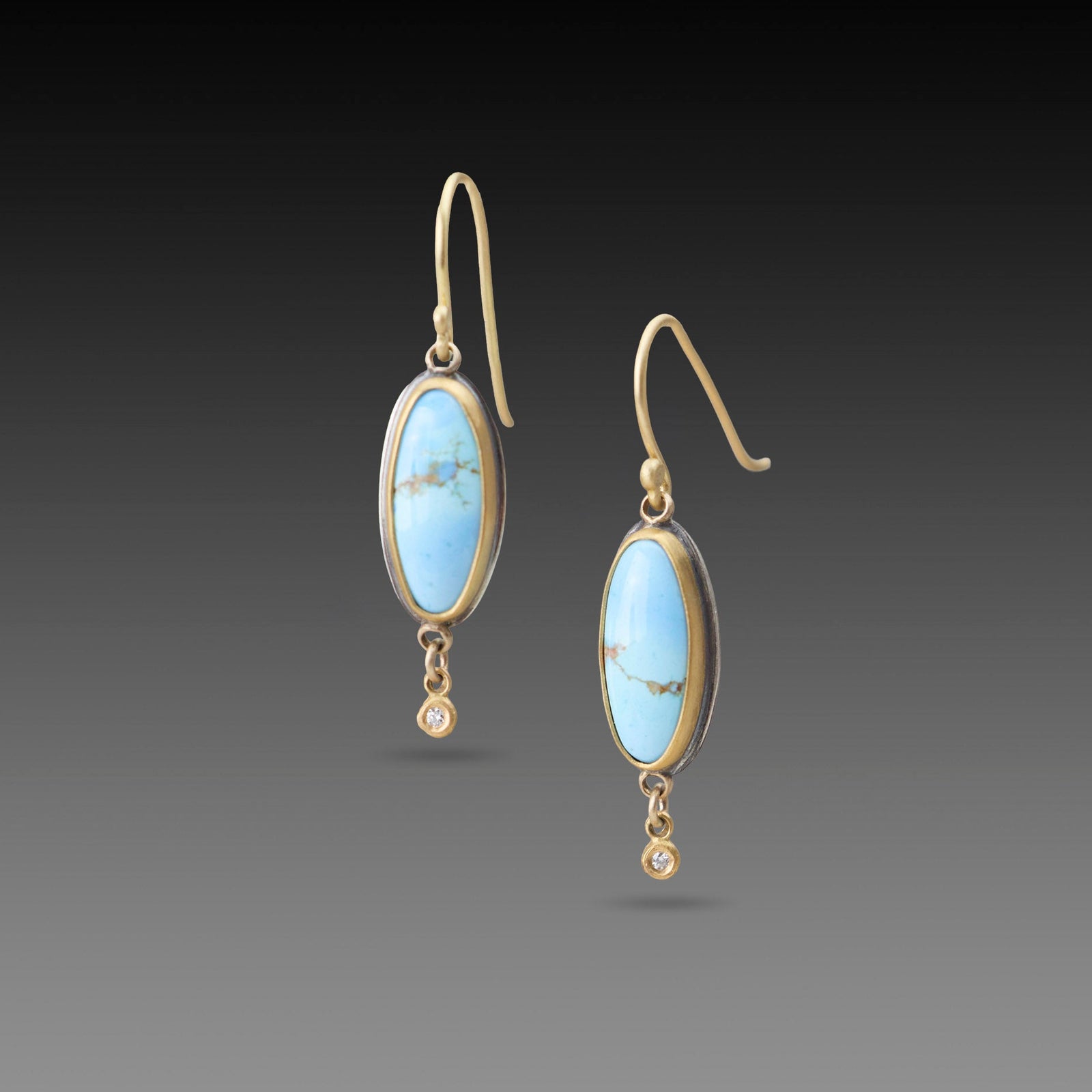 Turquoise Earrings with Diamond Drops
