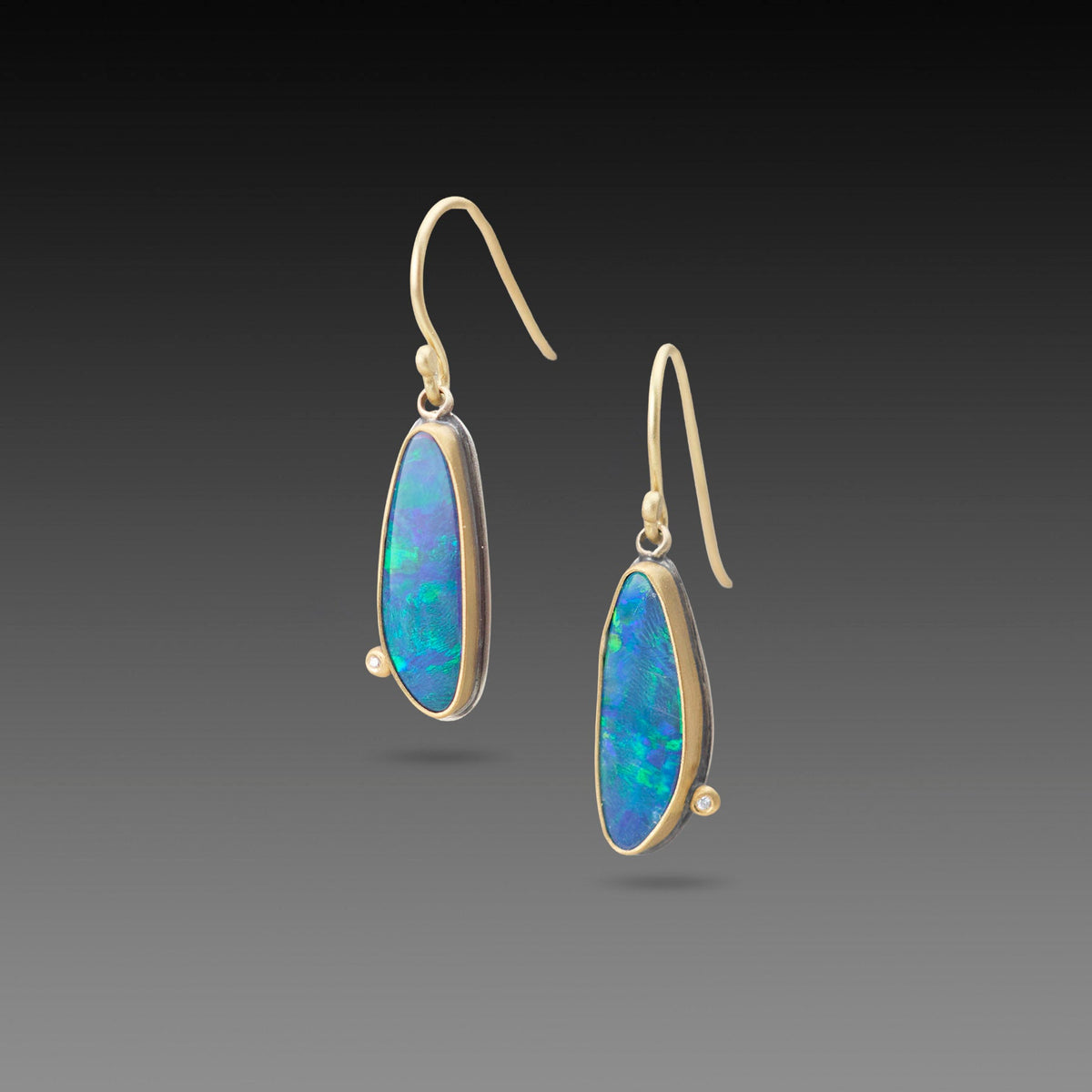 Australian Opal Earrings with Diamonds